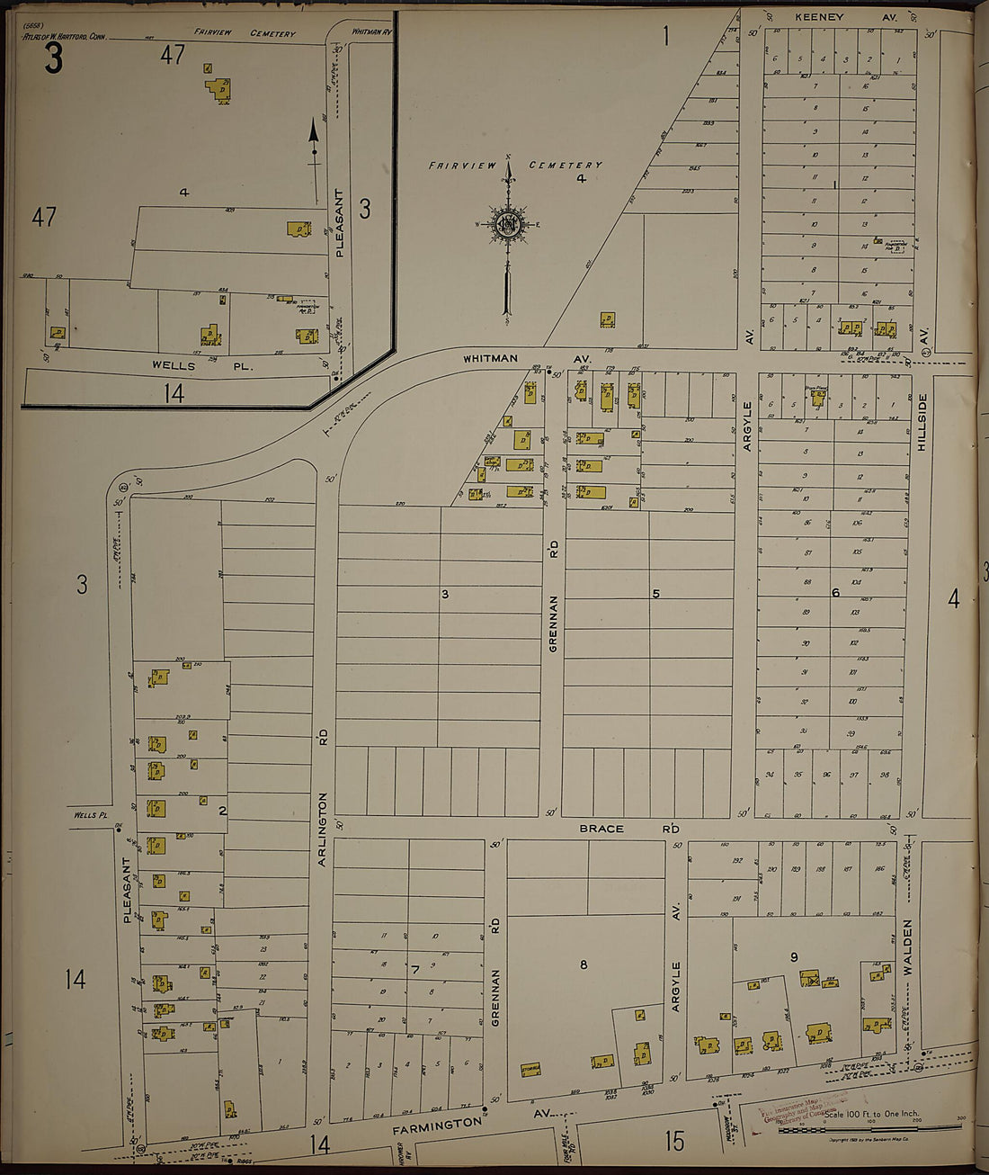 This old map of West Hartford, Hartford County, Connecticut was created by Sanborn Map Company in 1923