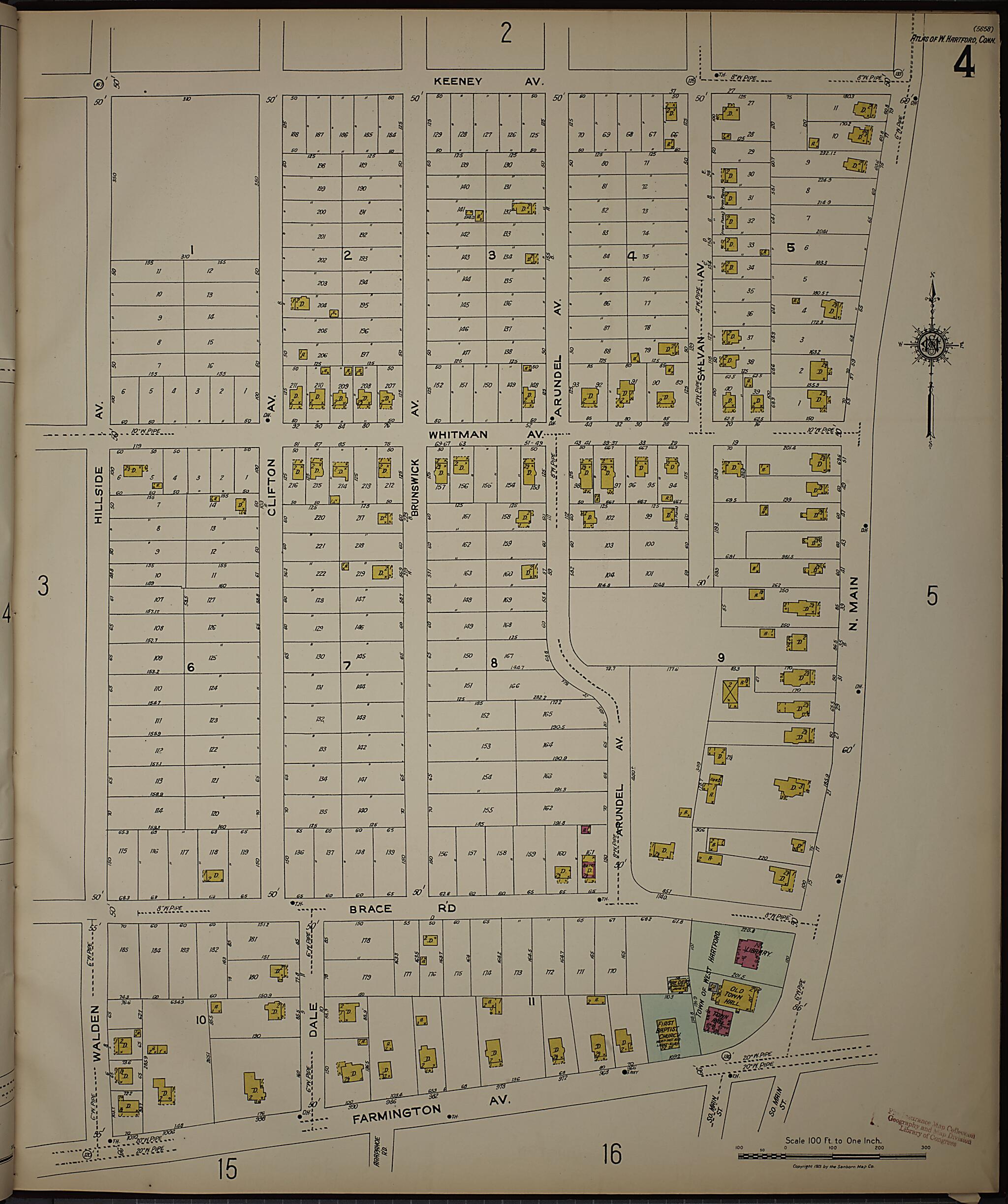 This old map of West Hartford, Hartford County, Connecticut was created by Sanborn Map Company in 1923