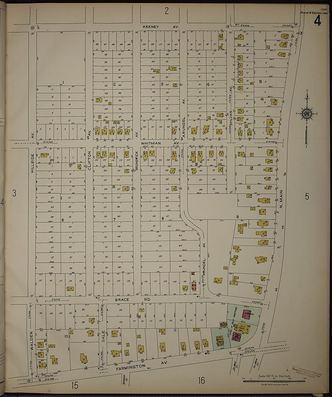 This old map of West Hartford, Hartford County, Connecticut was created by Sanborn Map Company in 1923