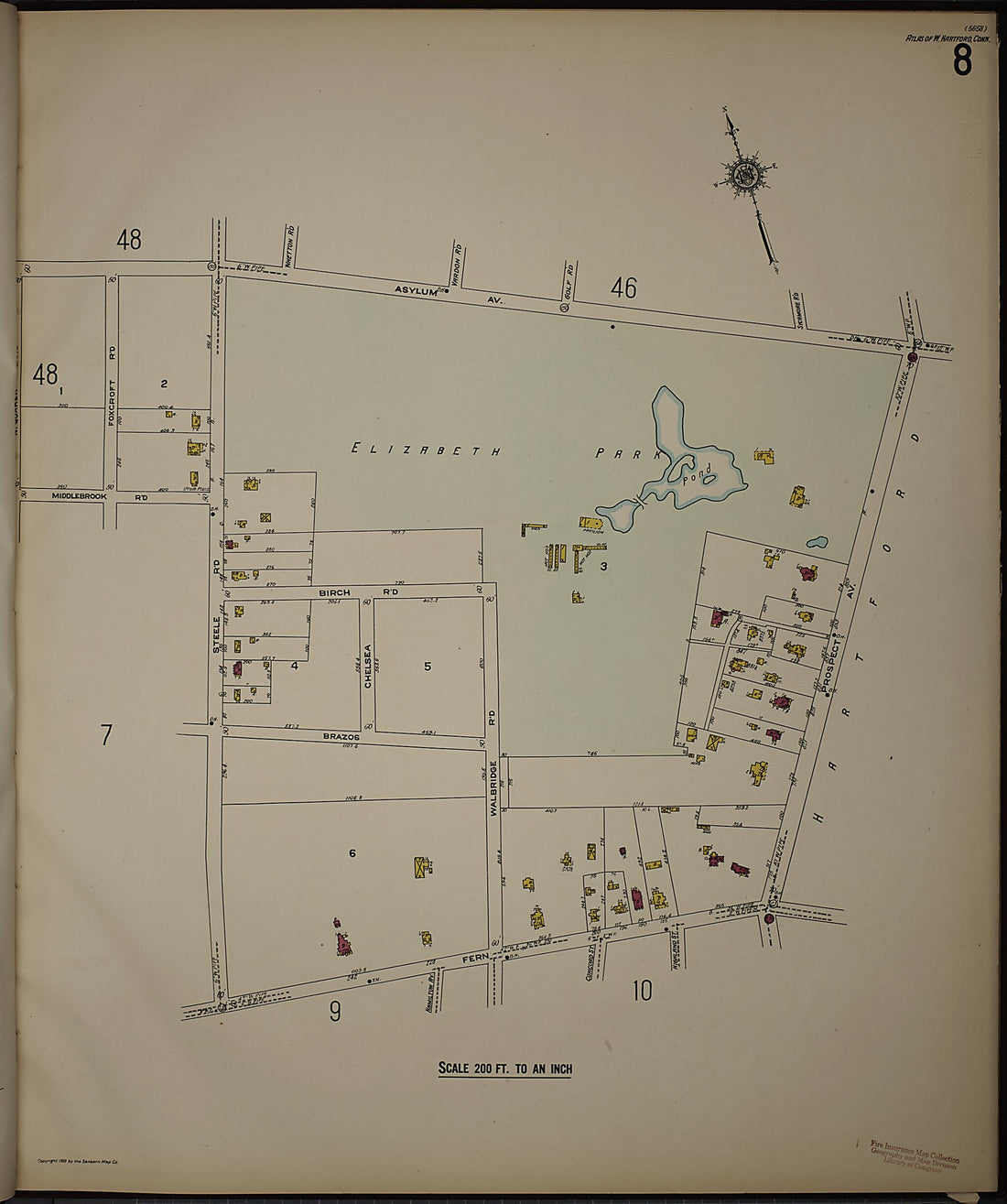 This old map of West Hartford, Hartford County, Connecticut was created by Sanborn Map Company in 1923