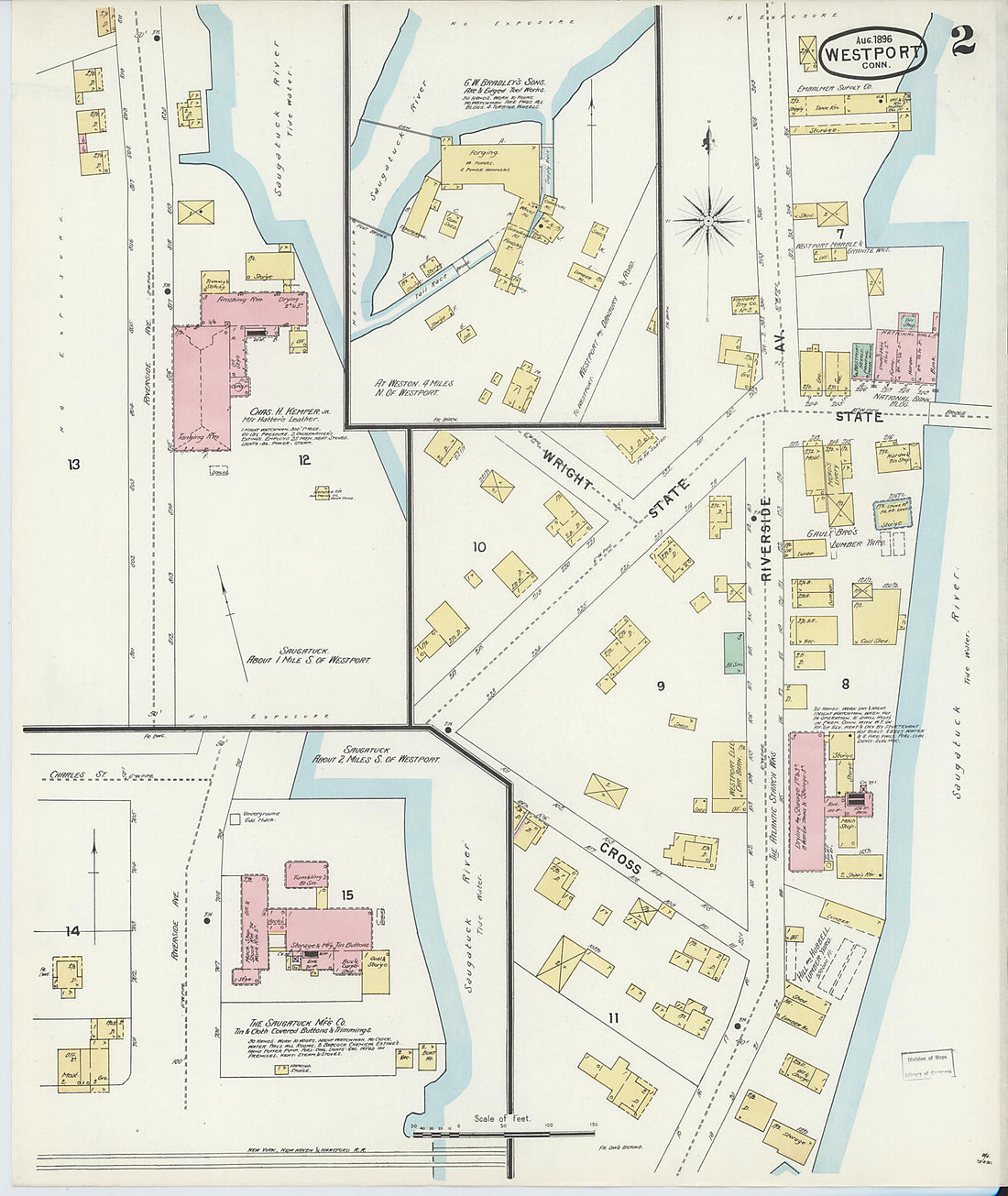 This old map of Westport, Fairfield County, Connecticut was created by Sanborn Map Company in 1896