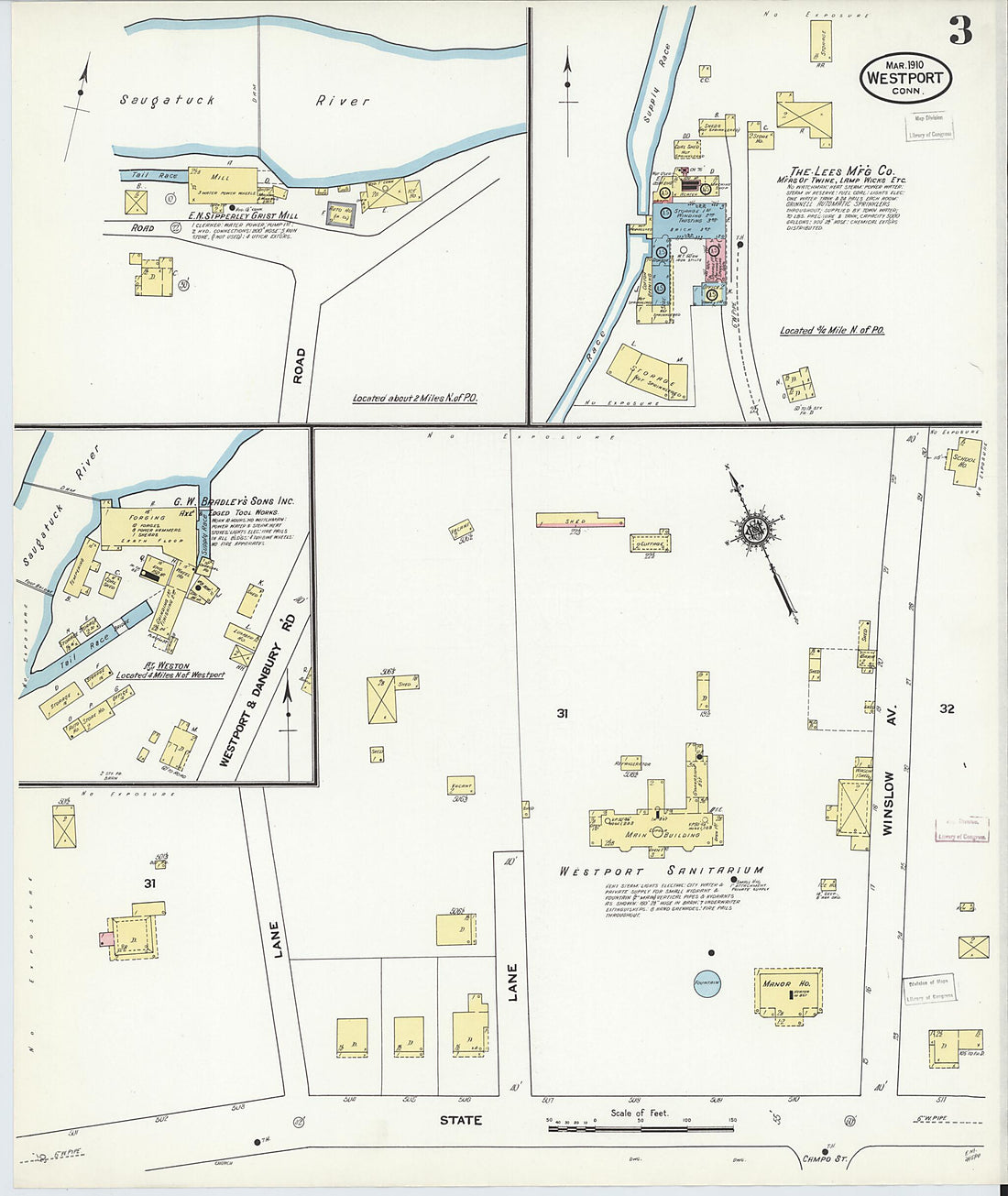 This old map of Westport, Fairfield County, Connecticut was created by Sanborn Map Company in 1910