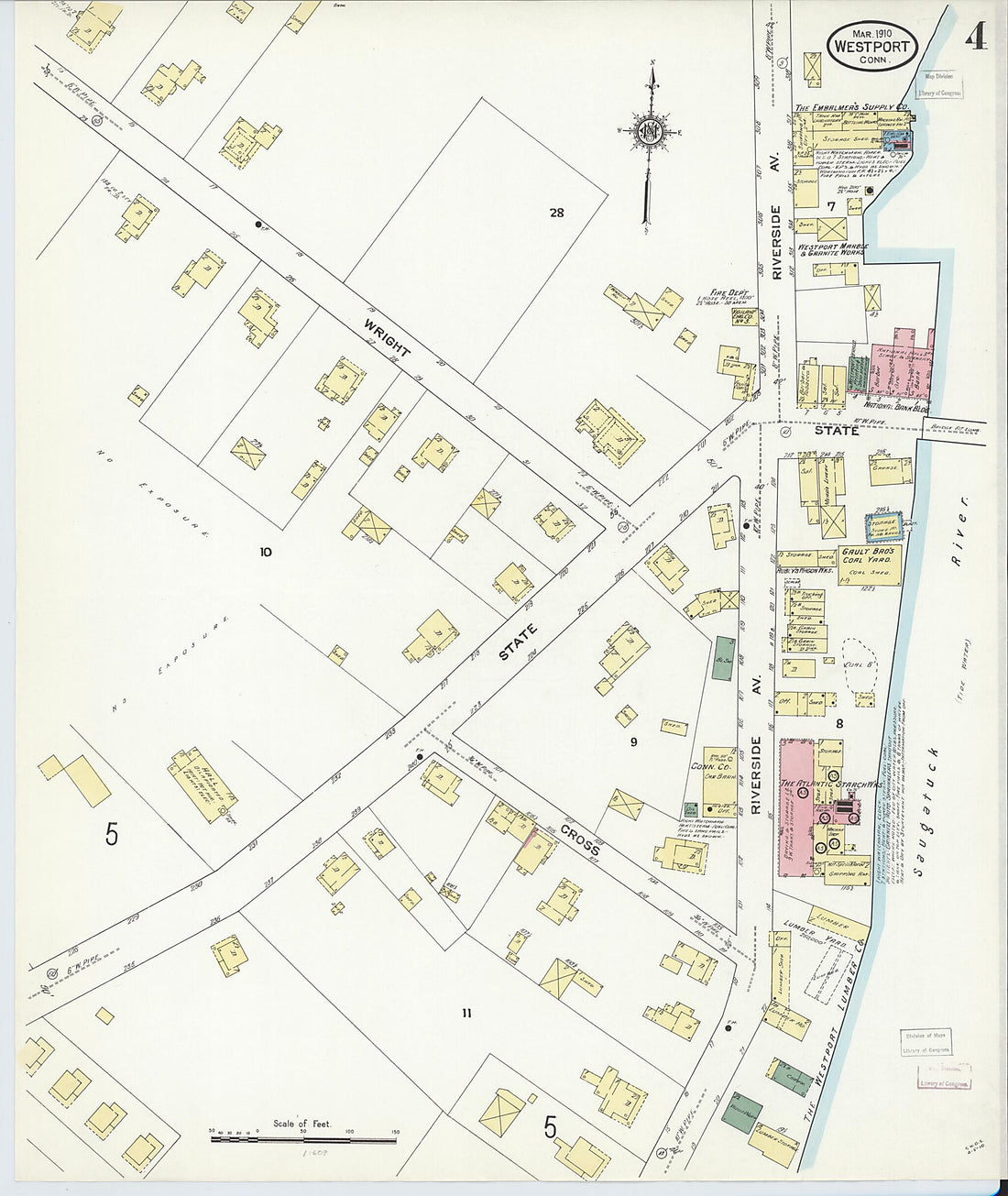 This old map of Westport, Fairfield County, Connecticut was created by Sanborn Map Company in 1910