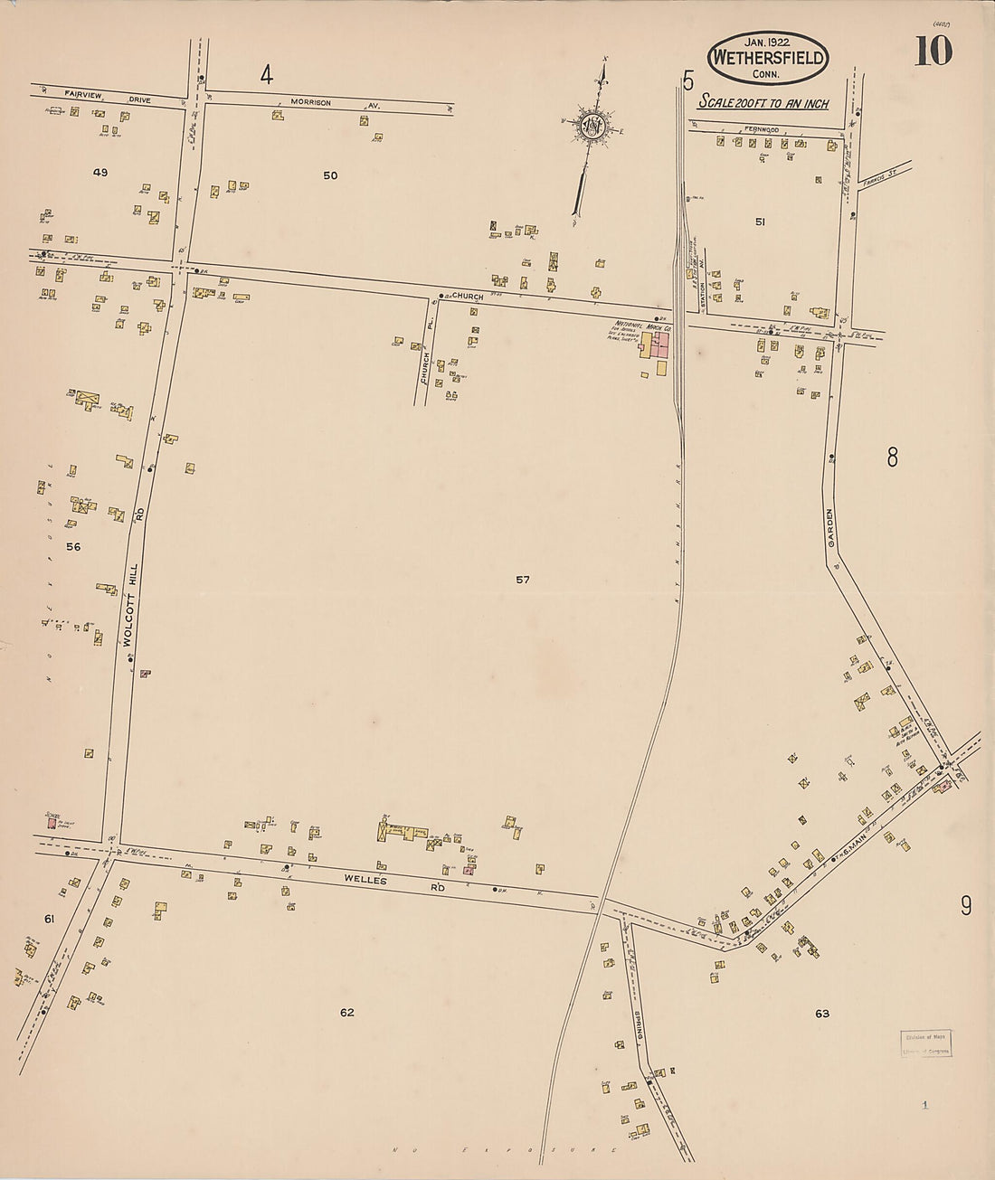 This old map of Wethersfield, Hartford County, Connecticut was created by Sanborn Map Company in 1922