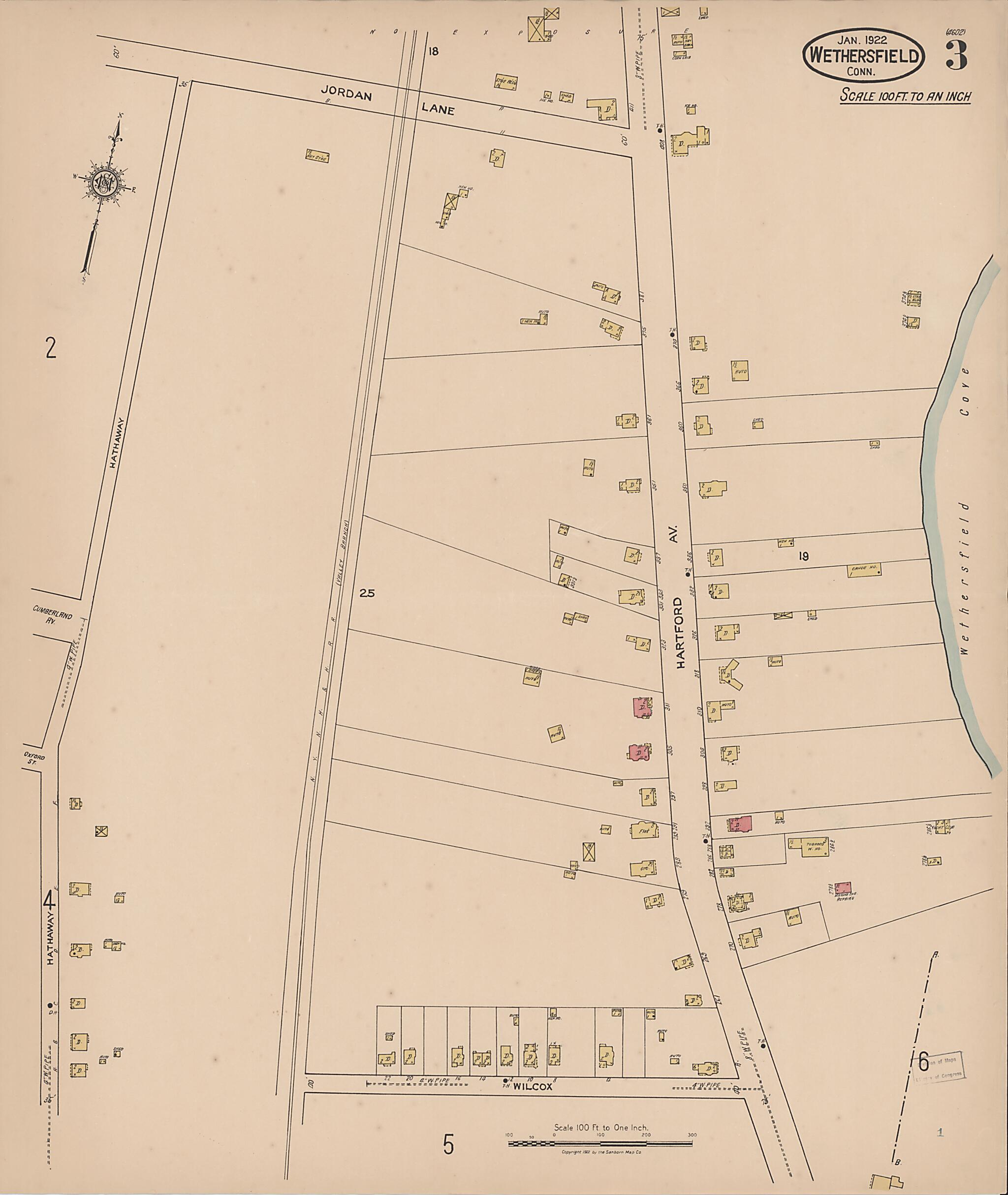 This old map of Wethersfield, Hartford County, Connecticut was created by Sanborn Map Company in 1922