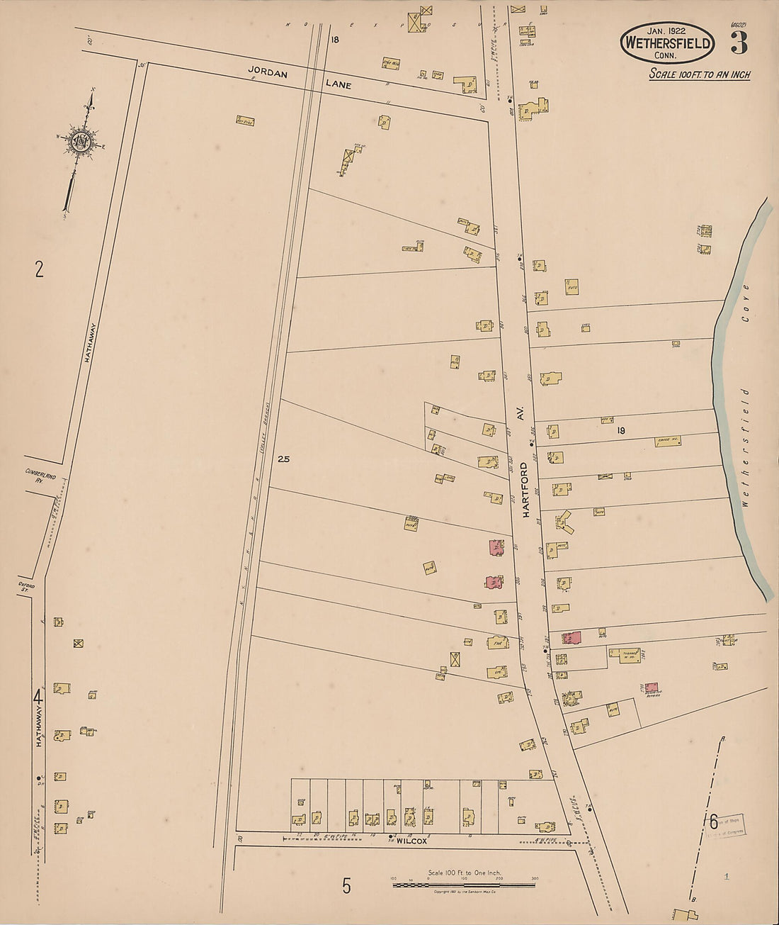 This old map of Wethersfield, Hartford County, Connecticut was created by Sanborn Map Company in 1922