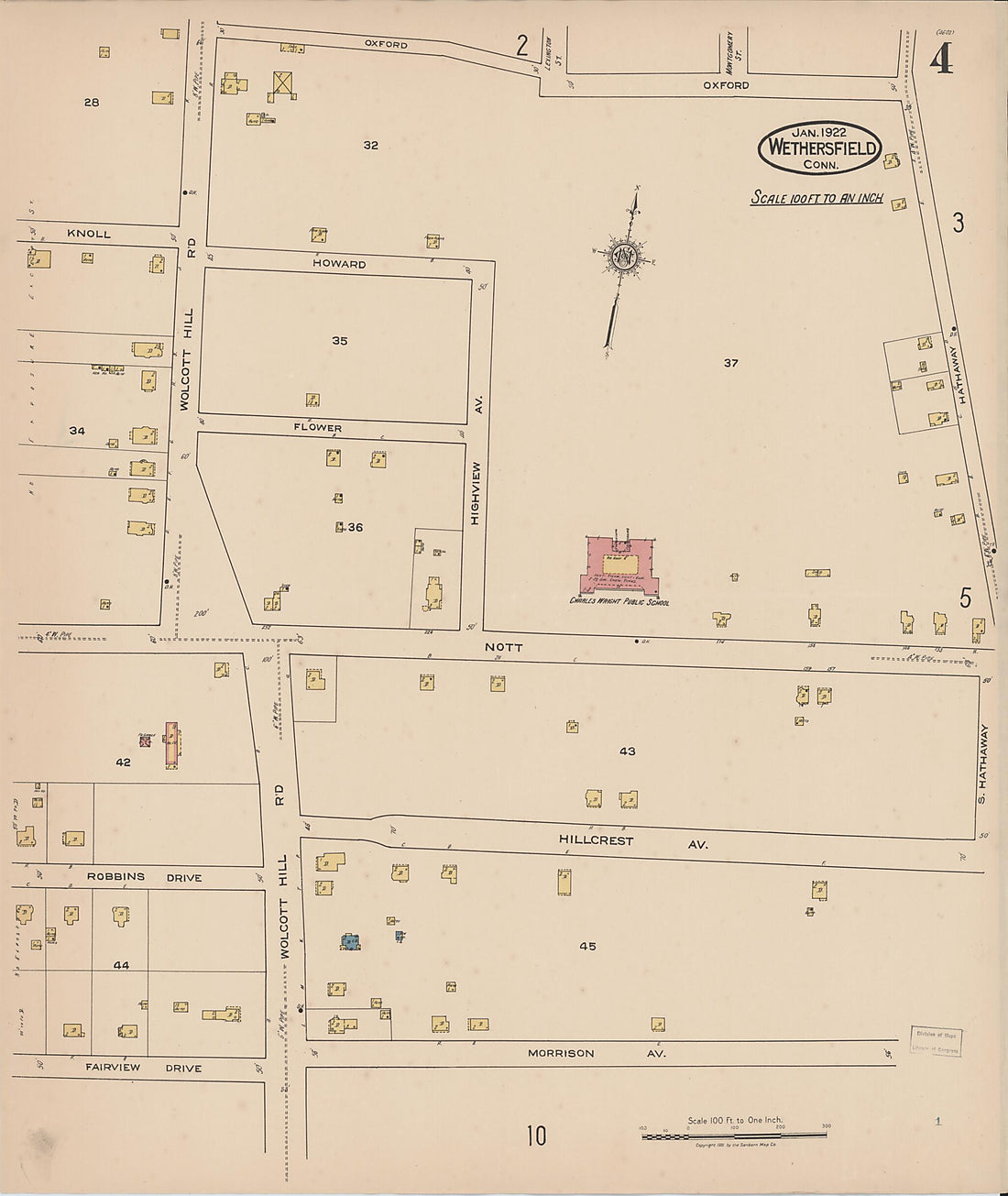 This old map of Wethersfield, Hartford County, Connecticut was created by Sanborn Map Company in 1922