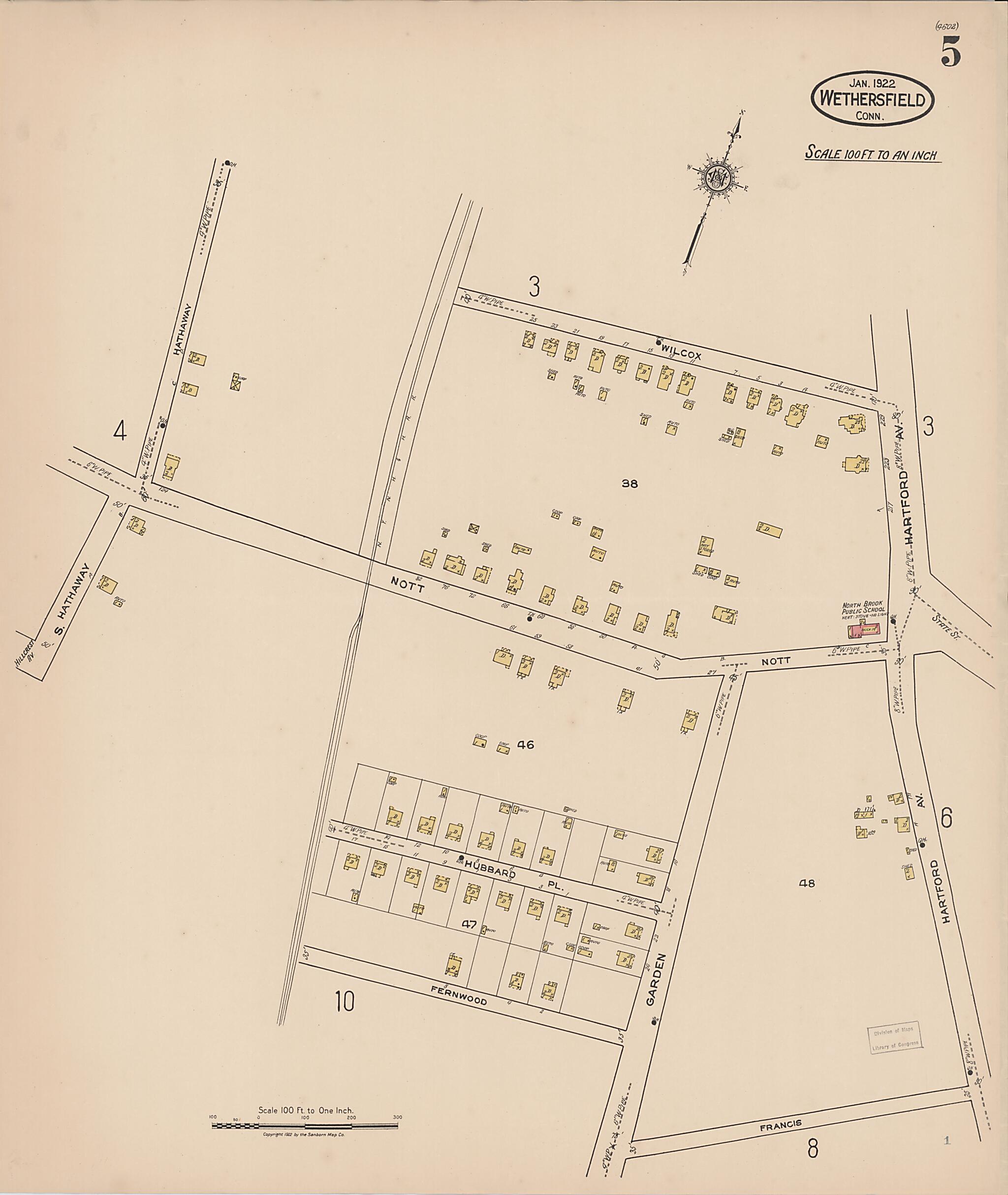 This old map of Wethersfield, Hartford County, Connecticut was created by Sanborn Map Company in 1922