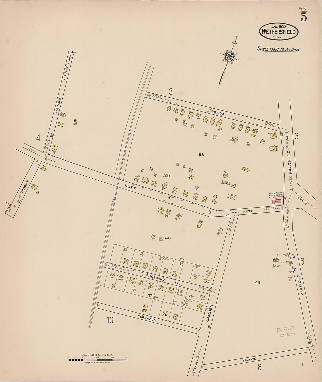 This old map of Wethersfield, Hartford County, Connecticut was created by Sanborn Map Company in 1922