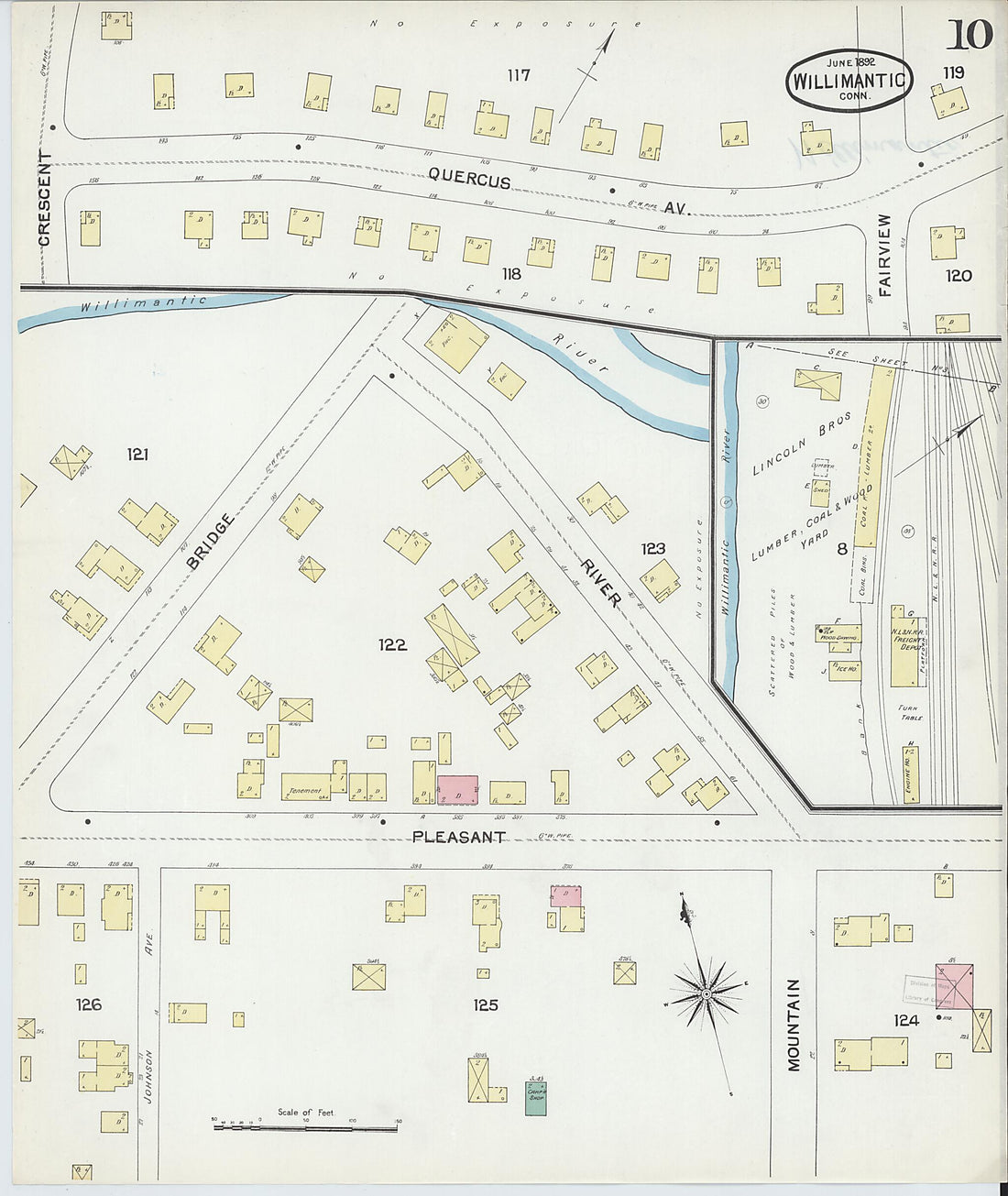 This old map of Willimantic, Windham County, Connecticut was created by Sanborn Map Company in 1892