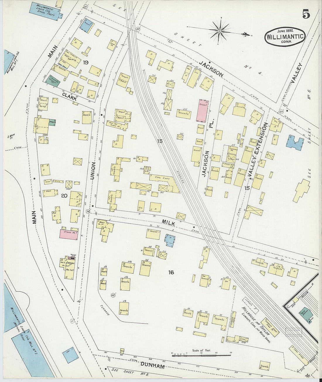This old map of Willimantic, Windham County, Connecticut was created by Sanborn Map Company in 1892