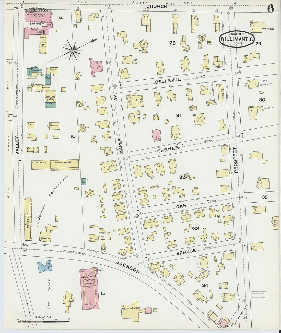 This old map of Willimantic, Windham County, Connecticut was created by Sanborn Map Company in 1892