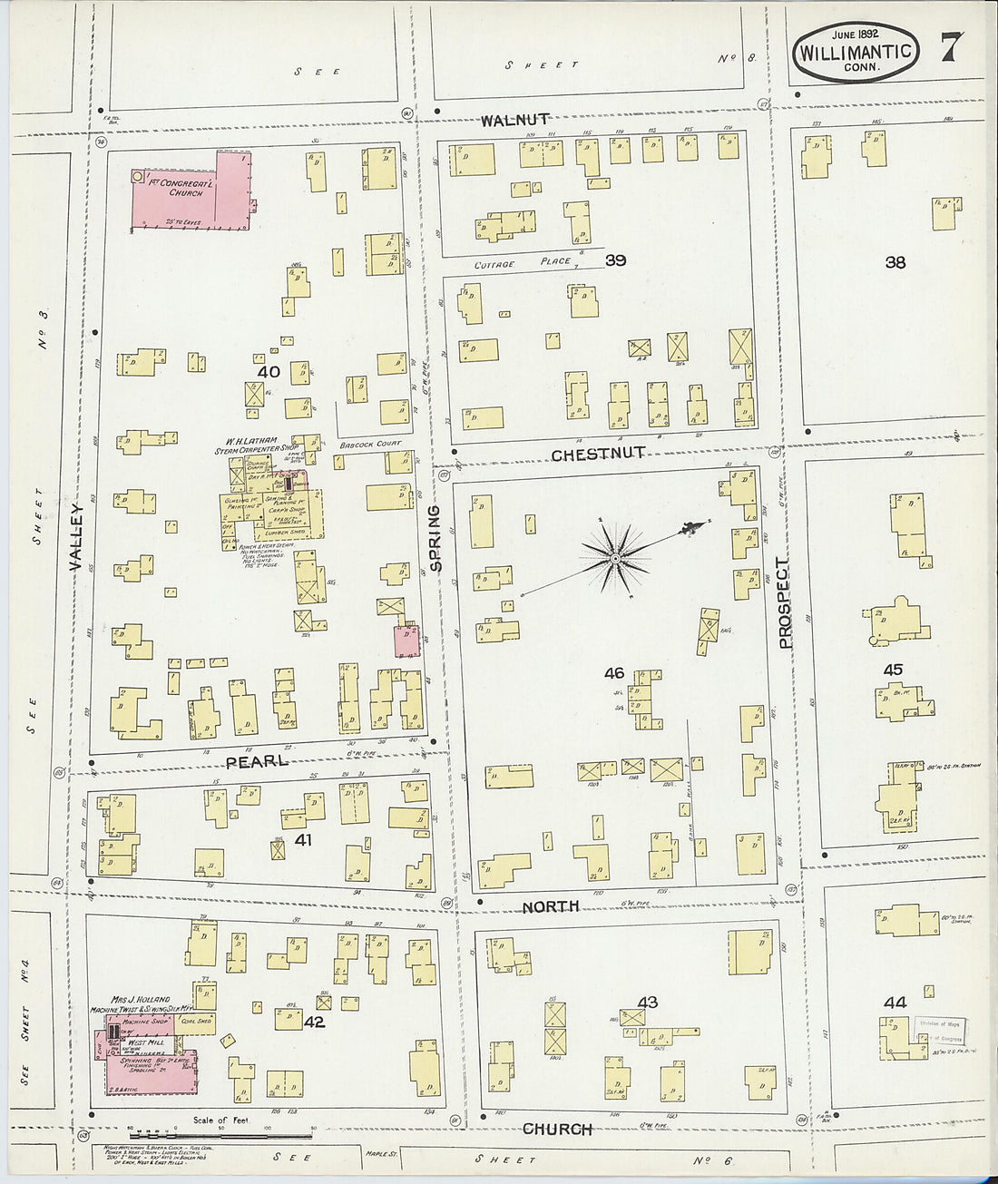 This old map of Willimantic, Windham County, Connecticut was created by Sanborn Map Company in 1892
