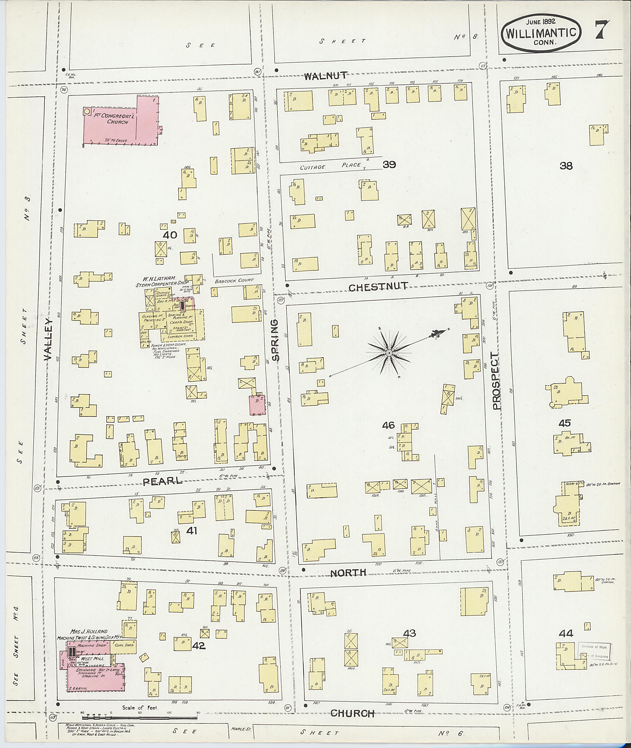 This old map of Willimantic, Windham County, Connecticut was created by Sanborn Map Company in 1892