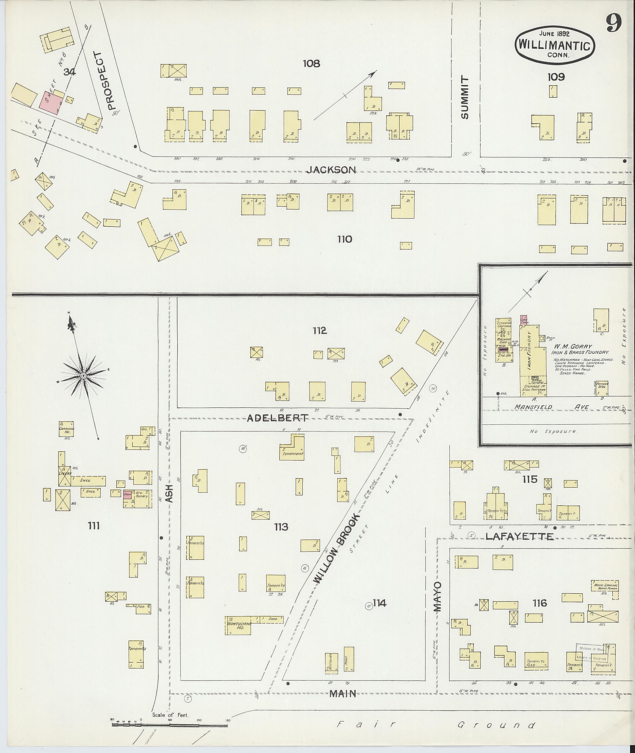 This old map of Willimantic, Windham County, Connecticut was created by Sanborn Map Company in 1892