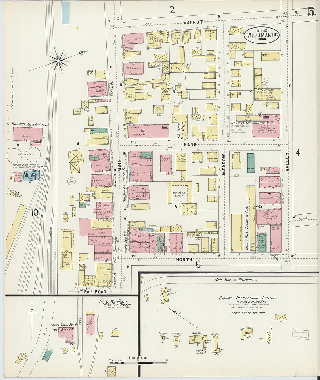 This old map of Willimantic, Windham County, Connecticut was created by Sanborn Map Company in 1897