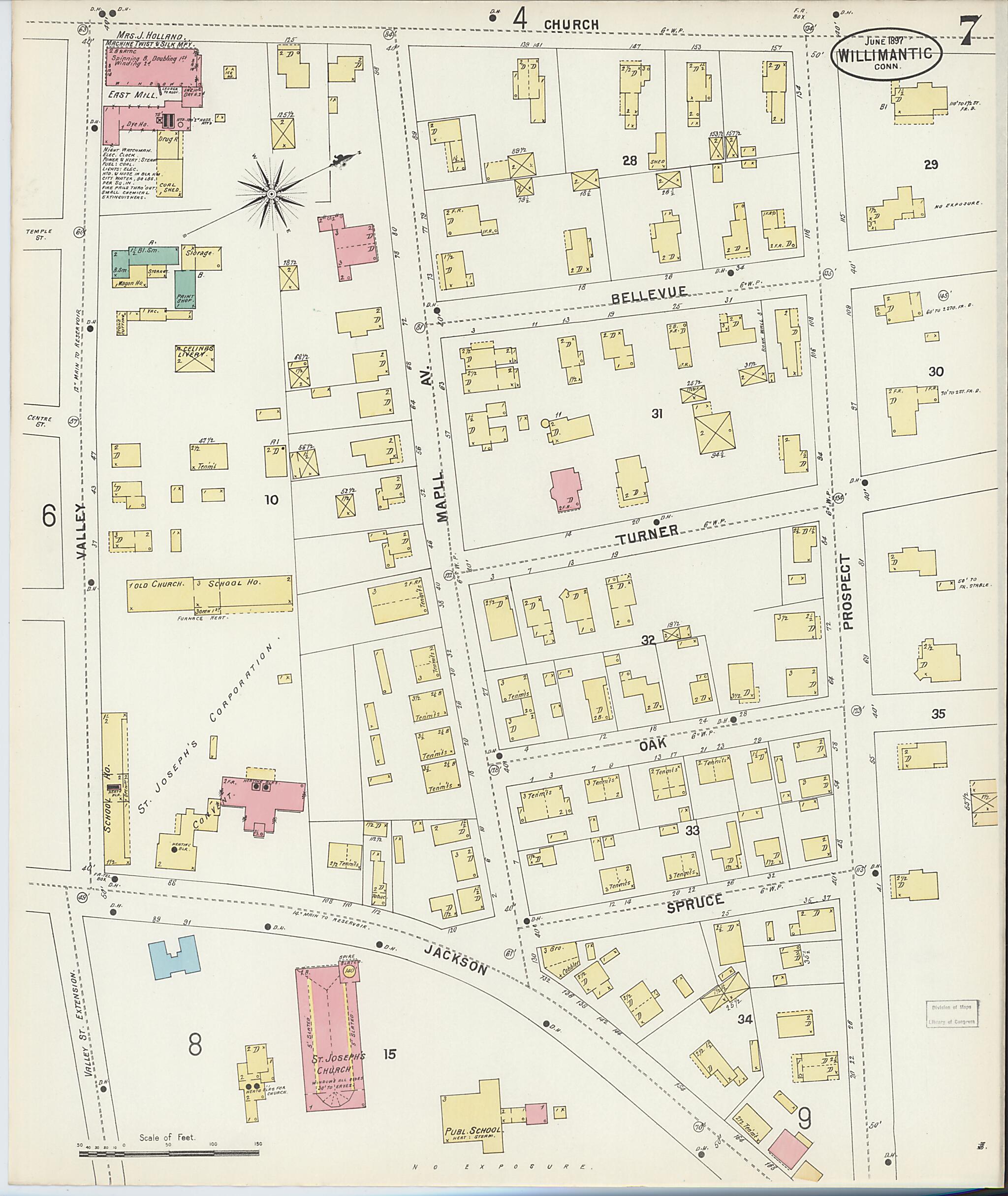 This old map of Willimantic, Windham County, Connecticut was created by Sanborn Map Company in 1897