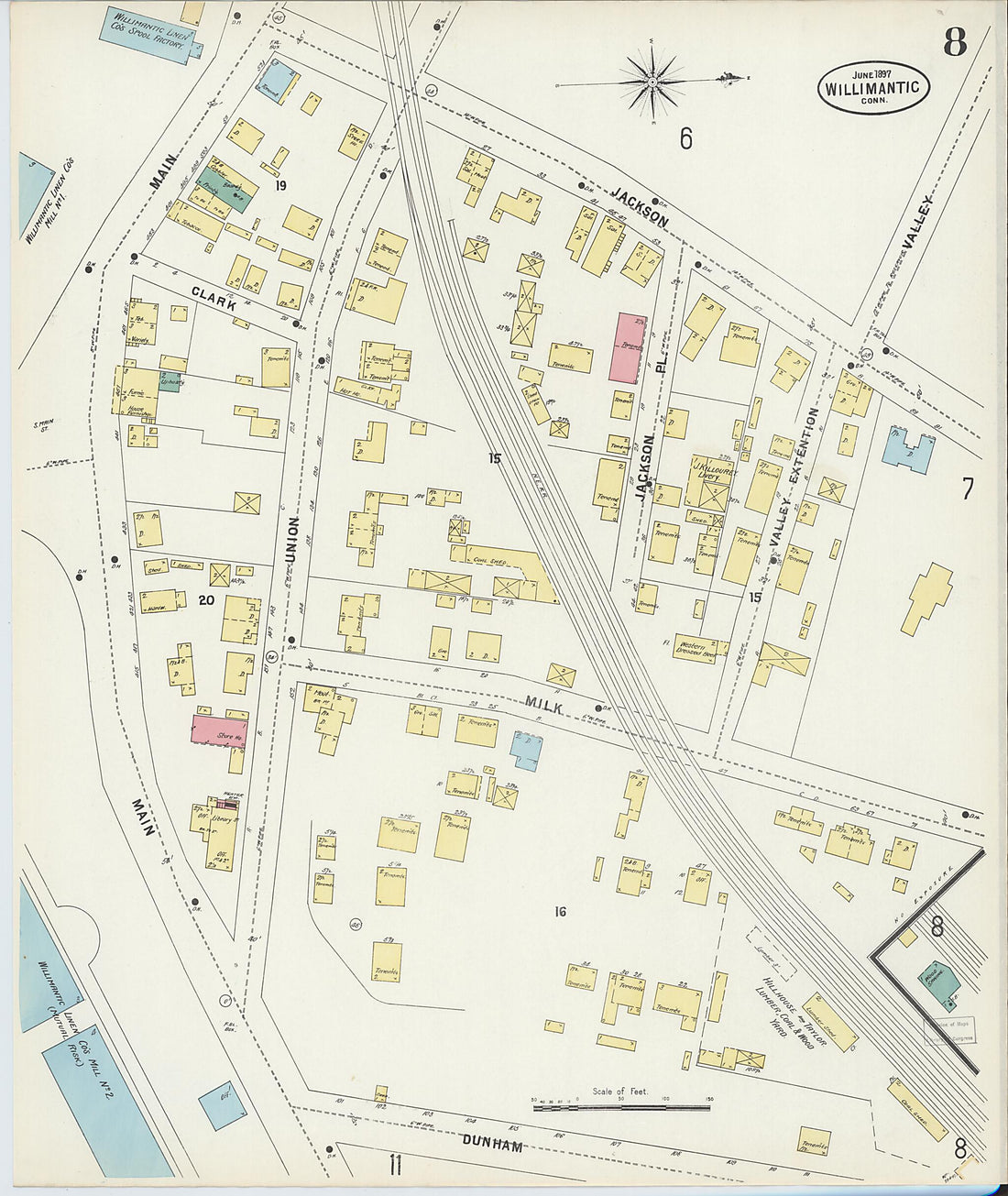 This old map of Willimantic, Windham County, Connecticut was created by Sanborn Map Company in 1897