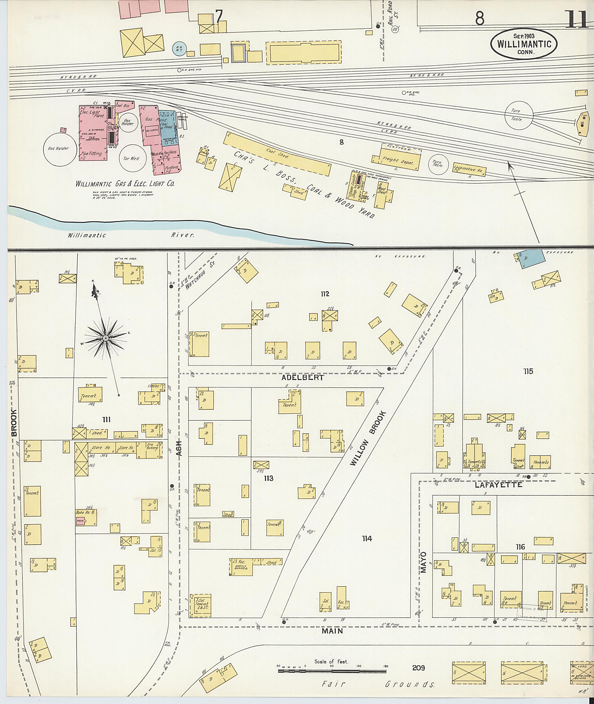 This old map of Willimantic, Windham County, Connecticut was created by Sanborn Map Company in 1903