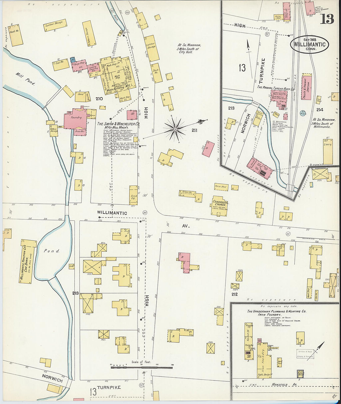 This old map of Willimantic, Windham County, Connecticut was created by Sanborn Map Company in 1903