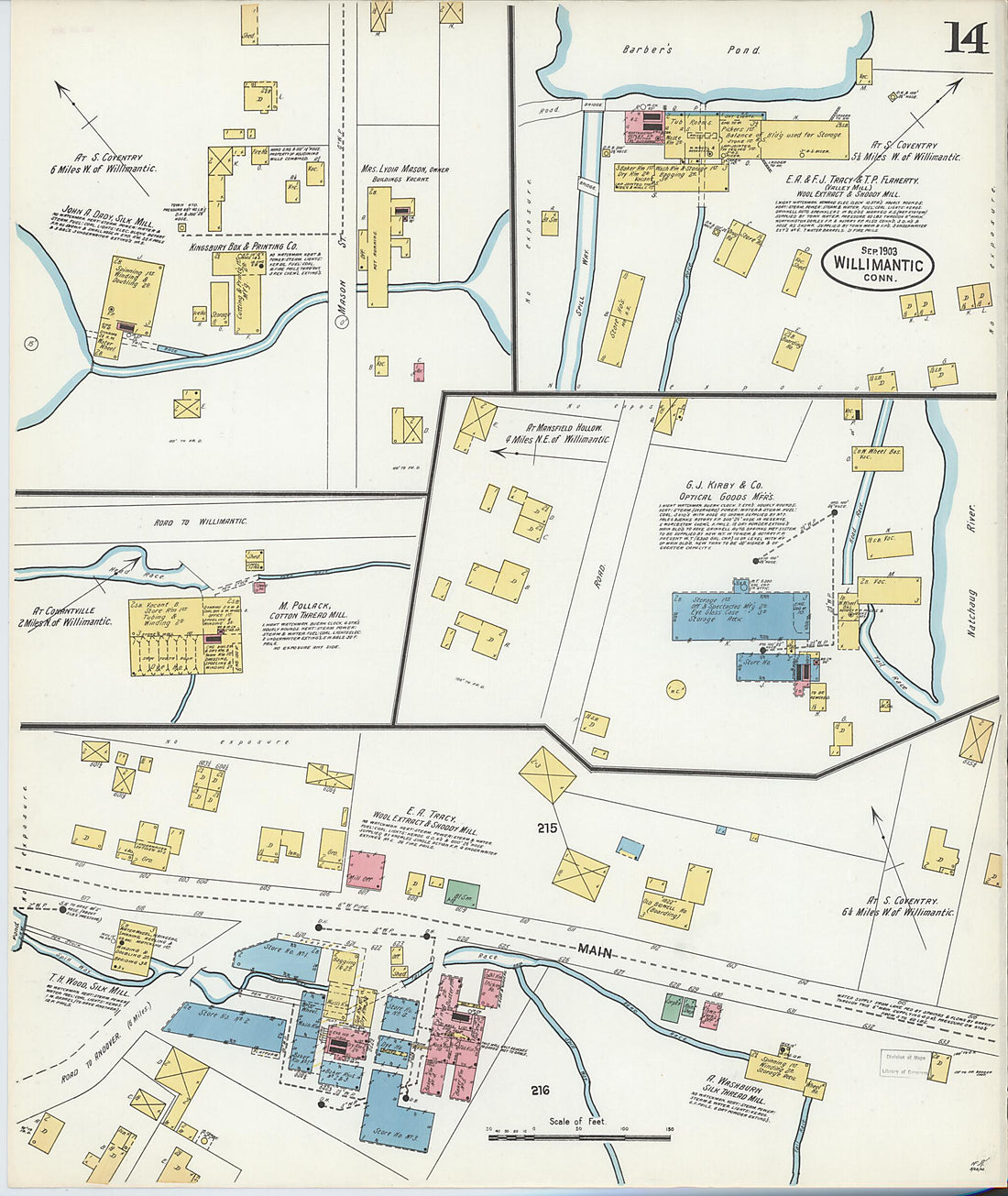 This old map of Willimantic, Windham County, Connecticut was created by Sanborn Map Company in 1903