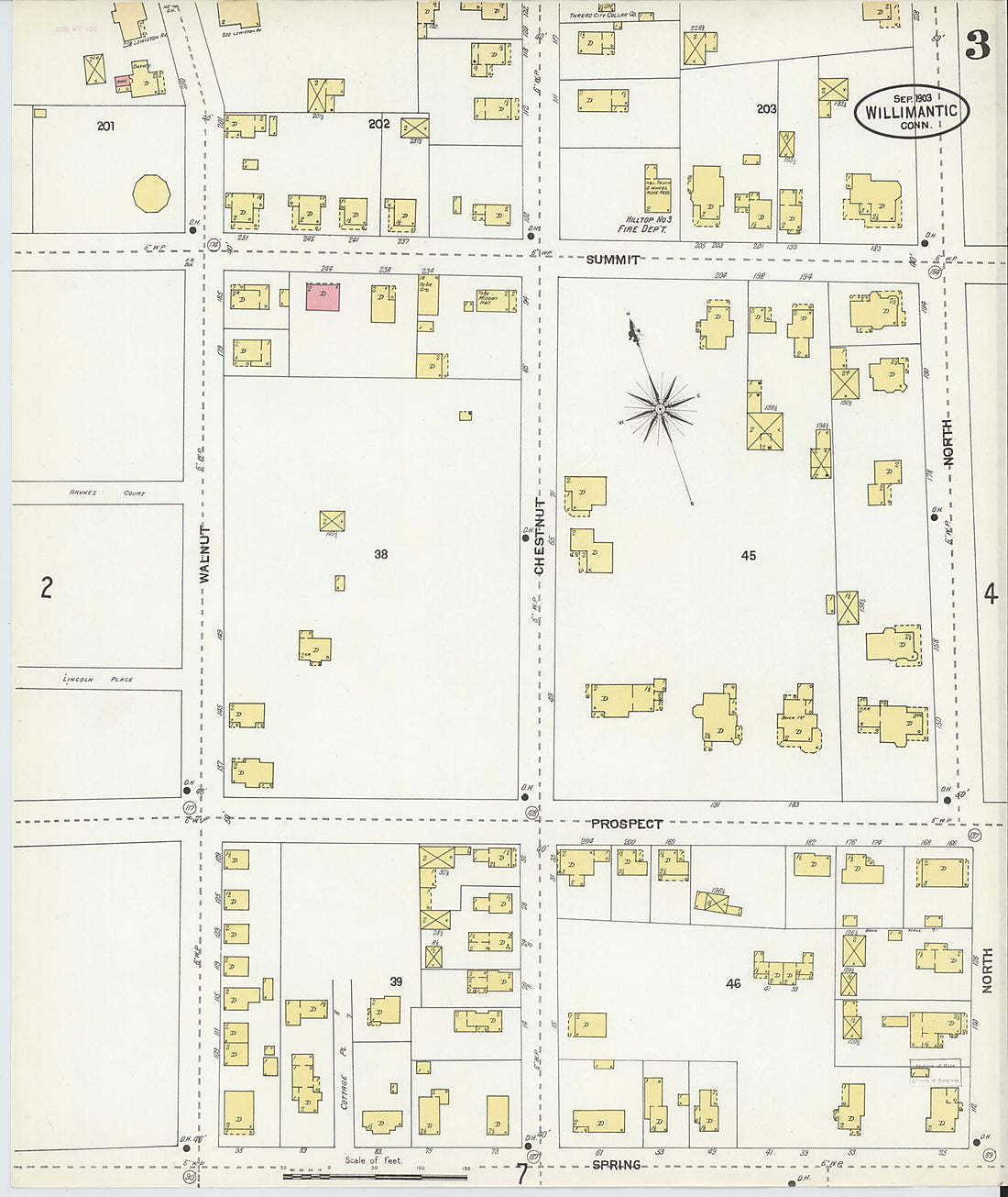 This old map of Willimantic, Windham County, Connecticut was created by Sanborn Map Company in 1903