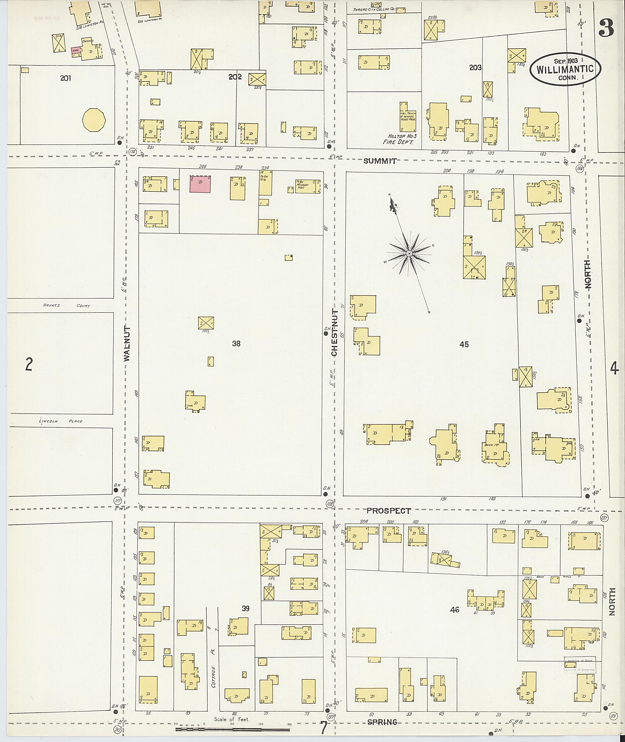 This old map of Willimantic, Windham County, Connecticut was created by Sanborn Map Company in 1903