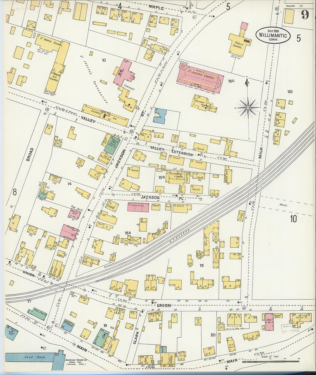 This old map of Willimantic, Windham County, Connecticut was created by Sanborn Map Company in 1903