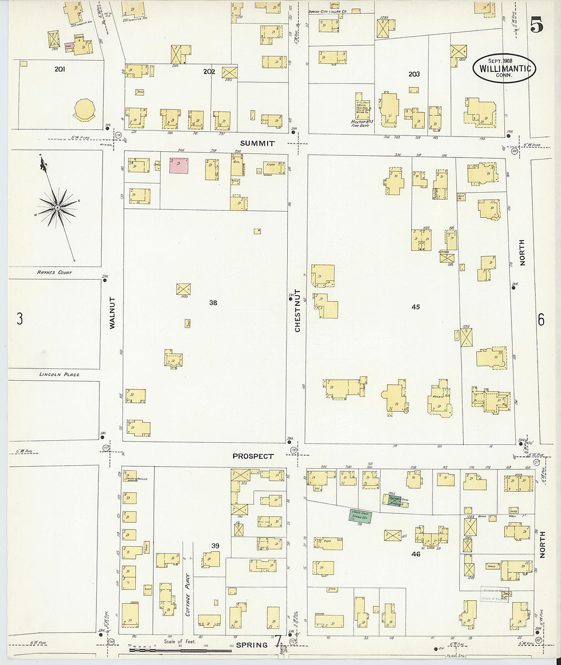 This old map of Willimantic, Windham County, Connecticut was created by Sanborn Map Company in 1908