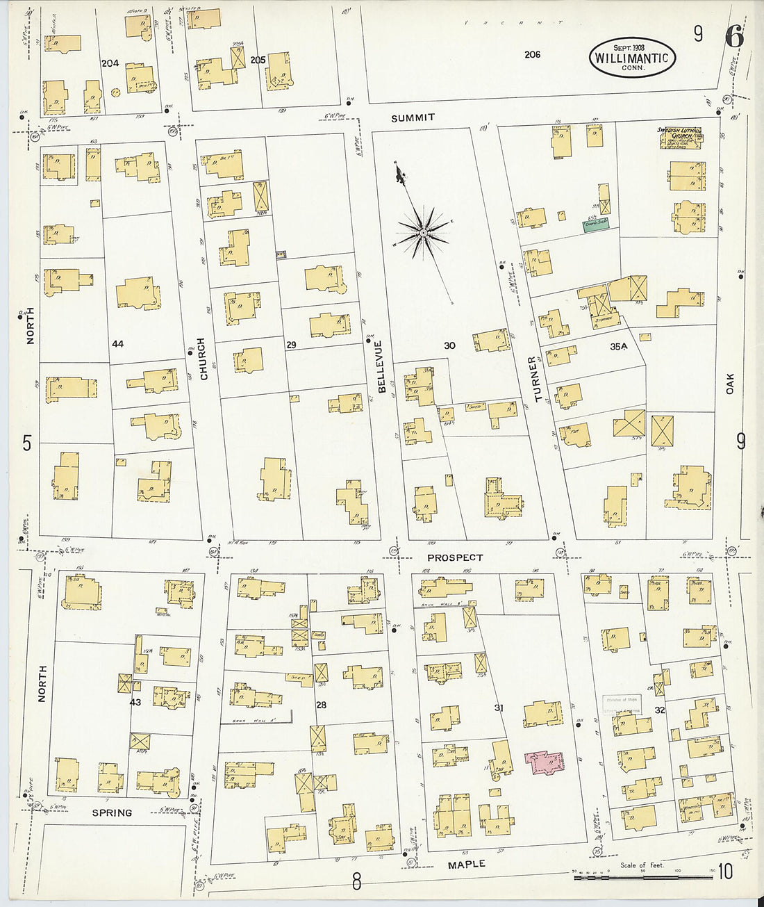 This old map of Willimantic, Windham County, Connecticut was created by Sanborn Map Company in 1908