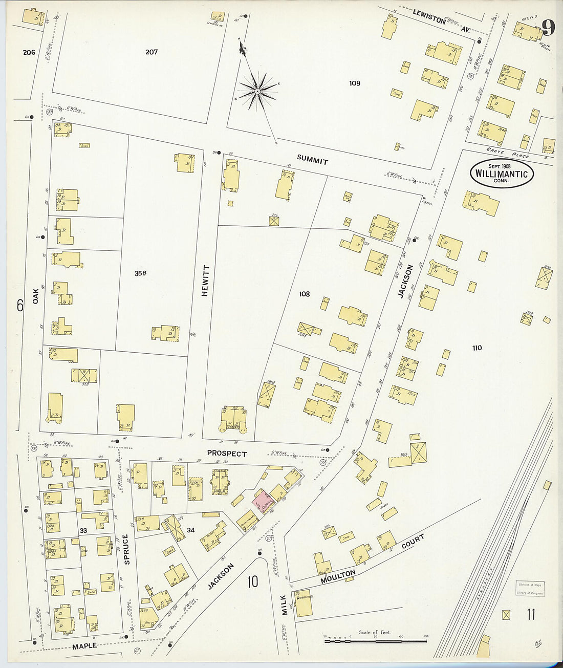 This old map of Willimantic, Windham County, Connecticut was created by Sanborn Map Company in 1908