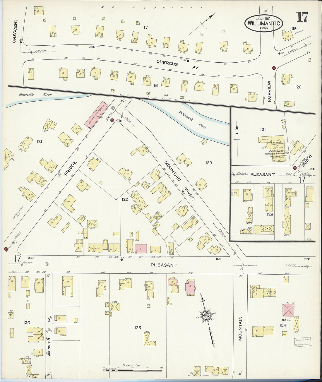 This old map of Willimantic, Windham County, Connecticut was created by Sanborn Map Company in 1914