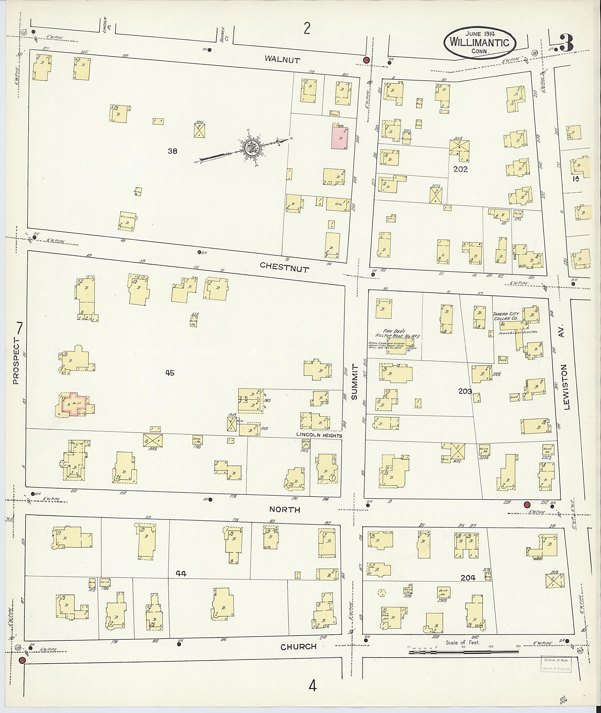This old map of Willimantic, Windham County, Connecticut was created by Sanborn Map Company in 1914