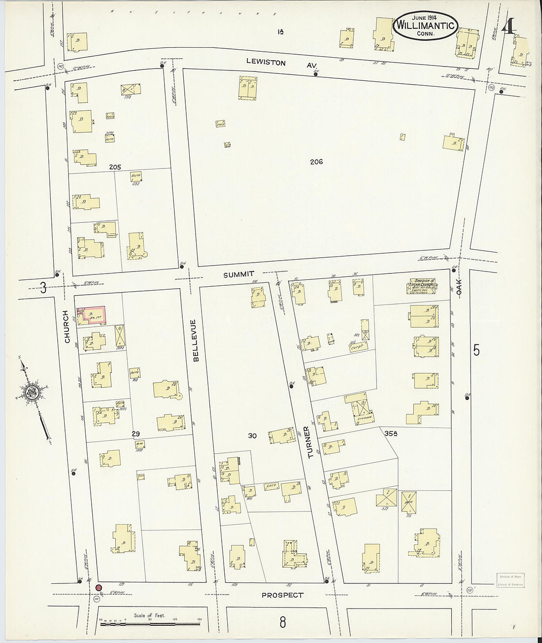 This old map of Willimantic, Windham County, Connecticut was created by Sanborn Map Company in 1914