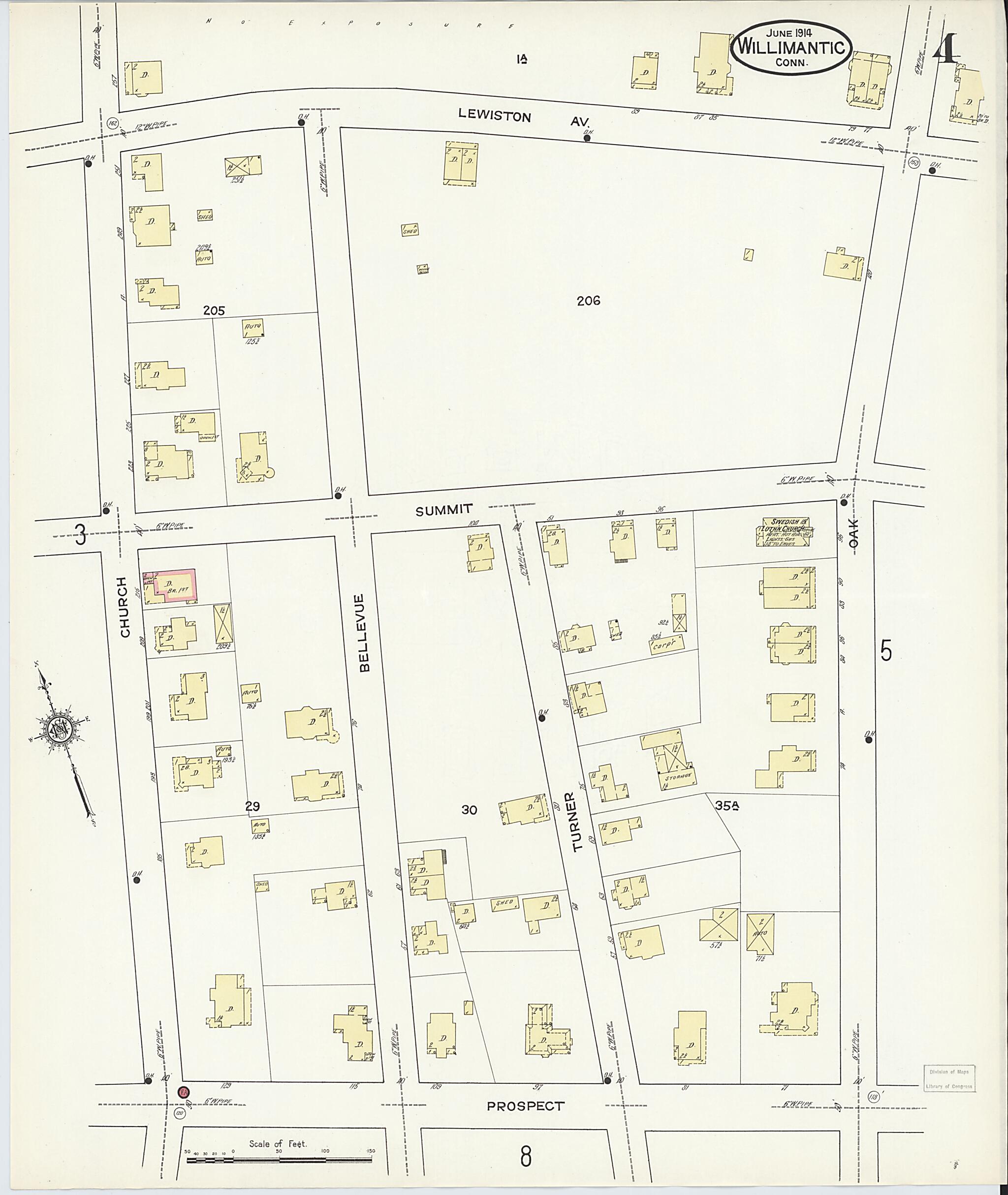 This old map of Willimantic, Windham County, Connecticut was created by Sanborn Map Company in 1914