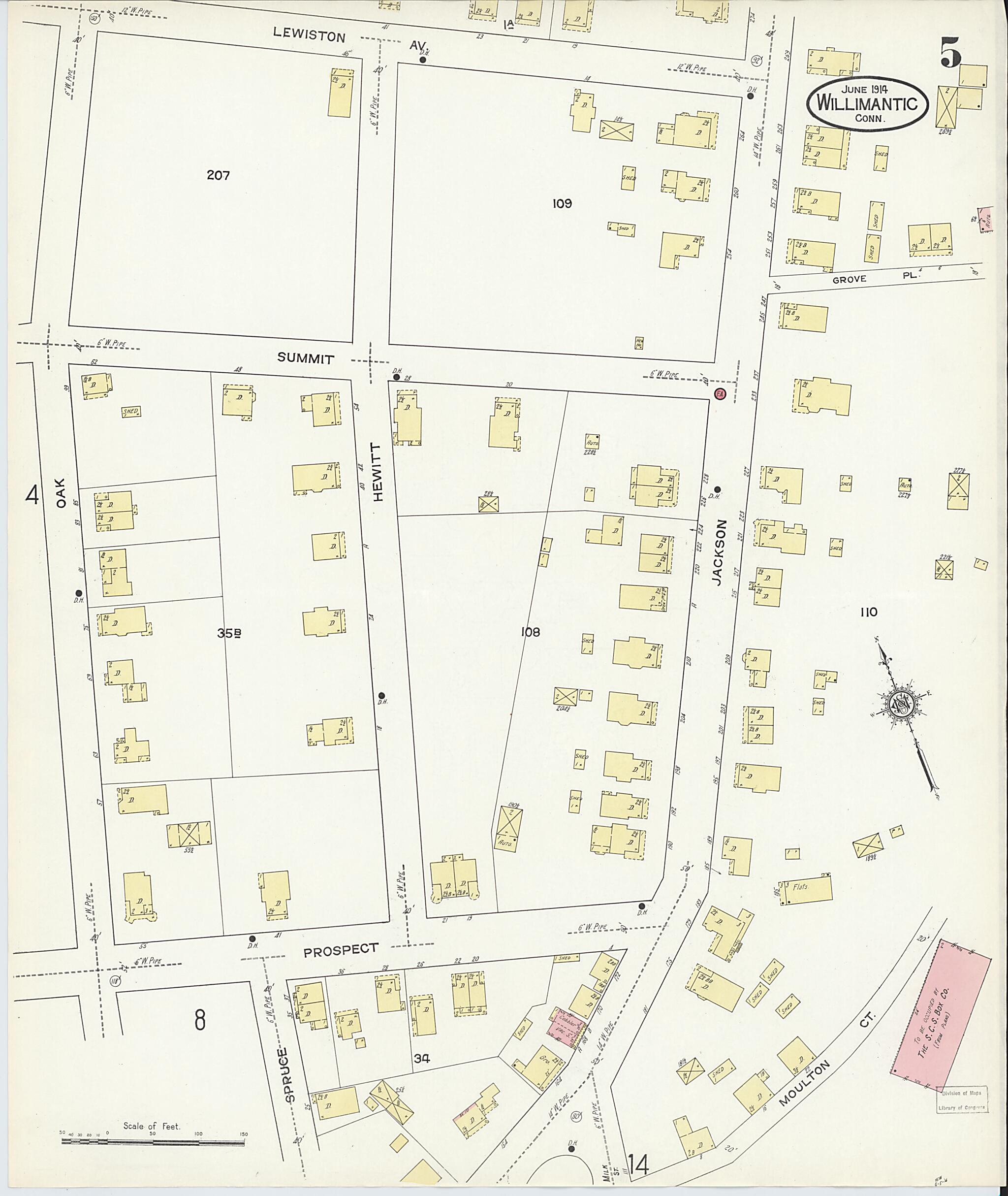 This old map of Willimantic, Windham County, Connecticut was created by Sanborn Map Company in 1914