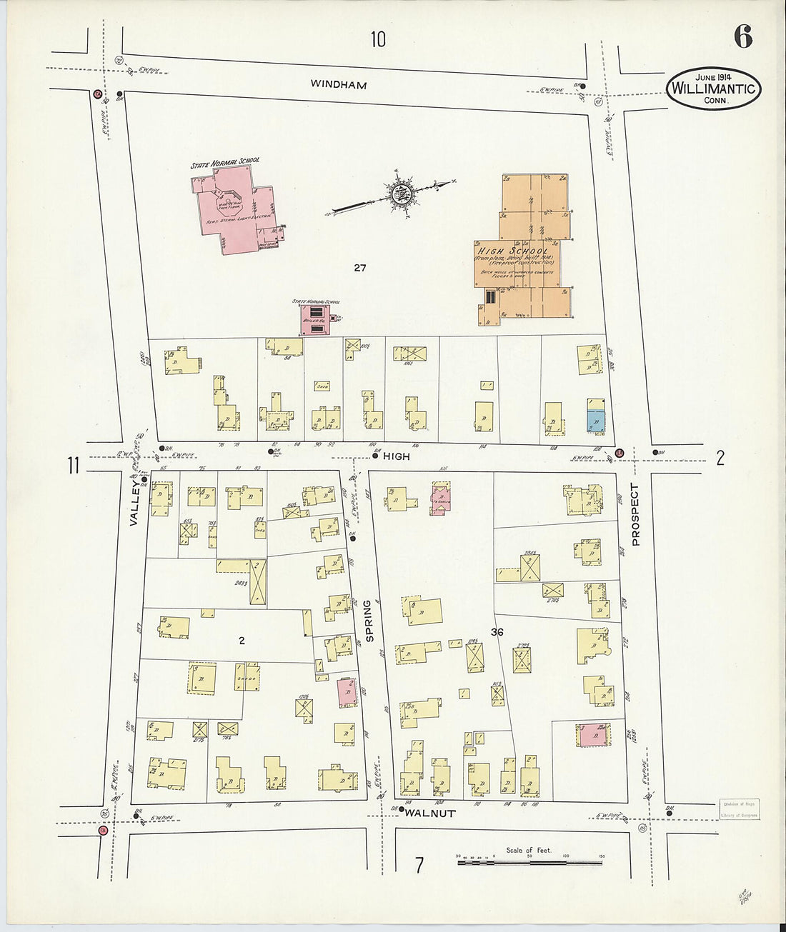 This old map of Willimantic, Windham County, Connecticut was created by Sanborn Map Company in 1914