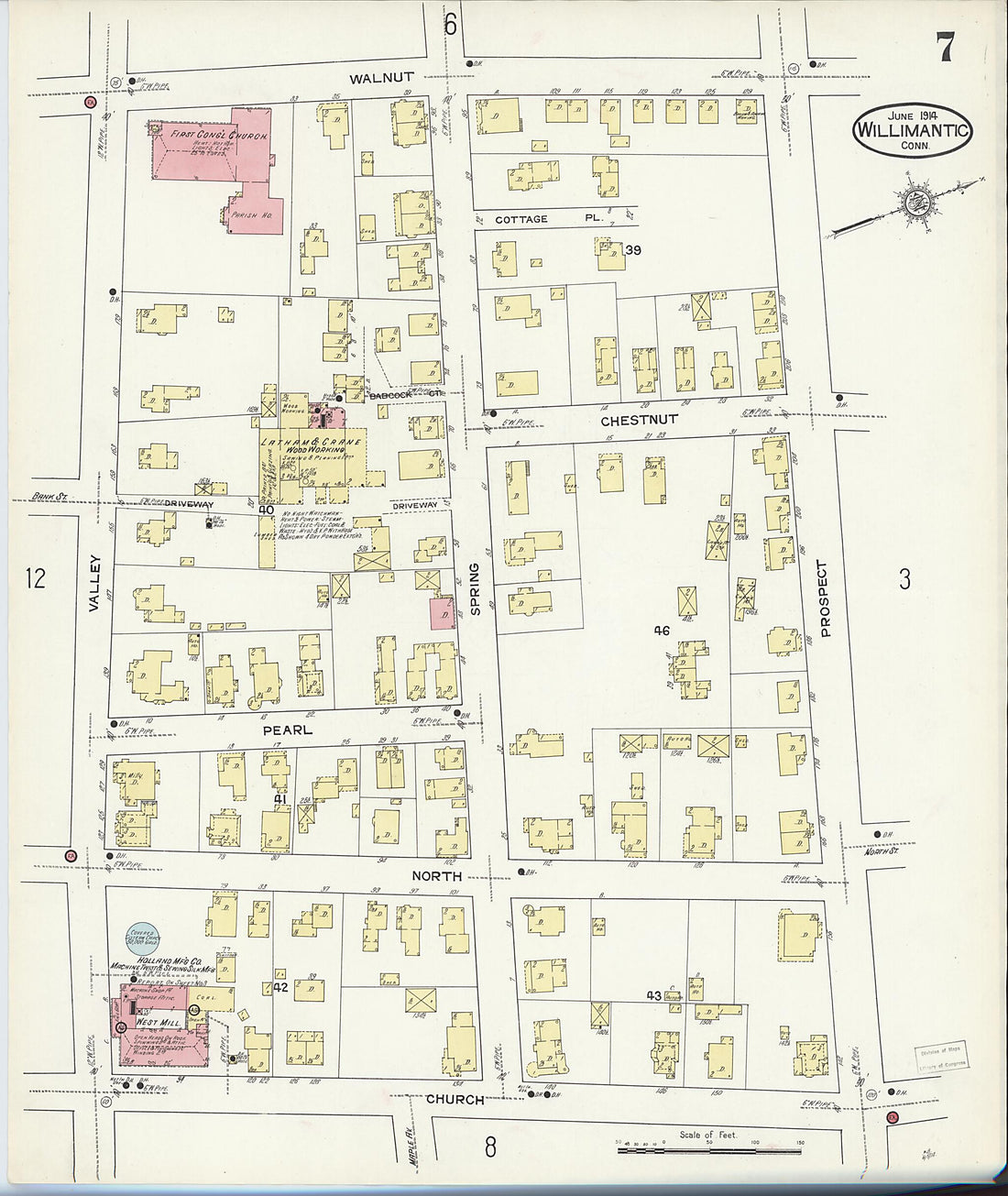This old map of Willimantic, Windham County, Connecticut was created by Sanborn Map Company in 1914
