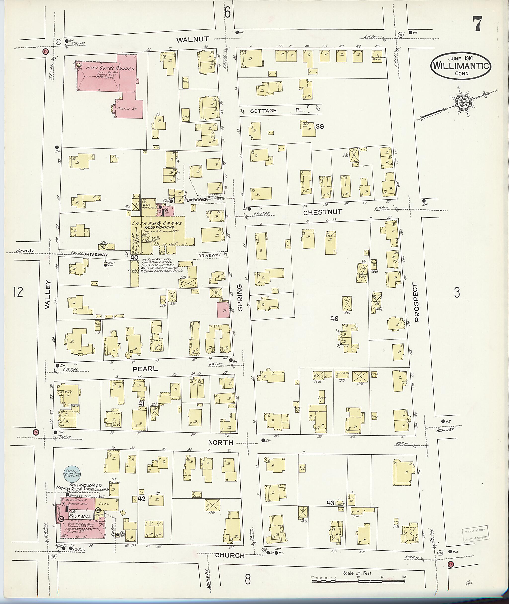 This old map of Willimantic, Windham County, Connecticut was created by Sanborn Map Company in 1914