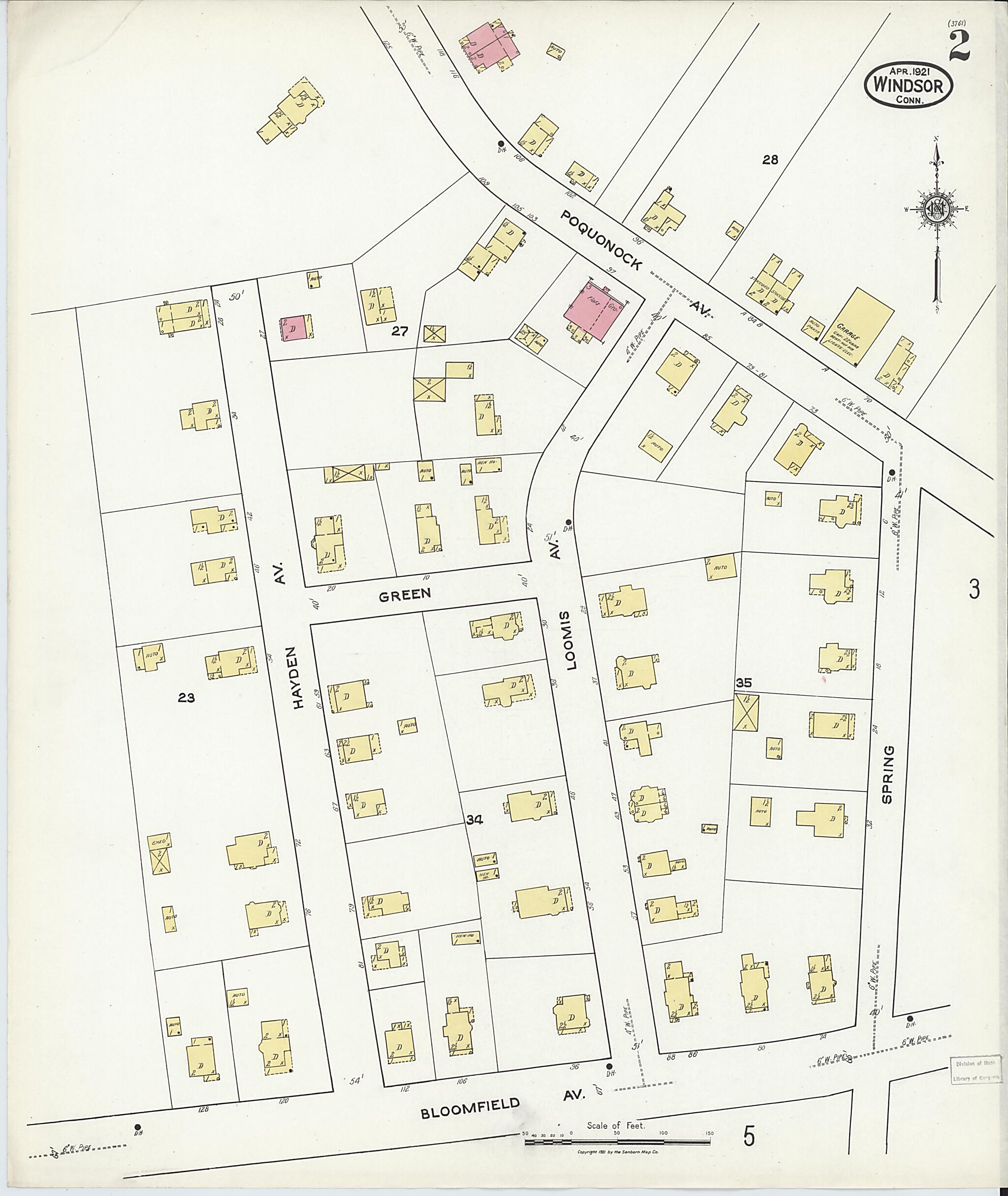 This old map of Windsor, Hartford County, Connecticut was created by Sanborn Map Company in 1921