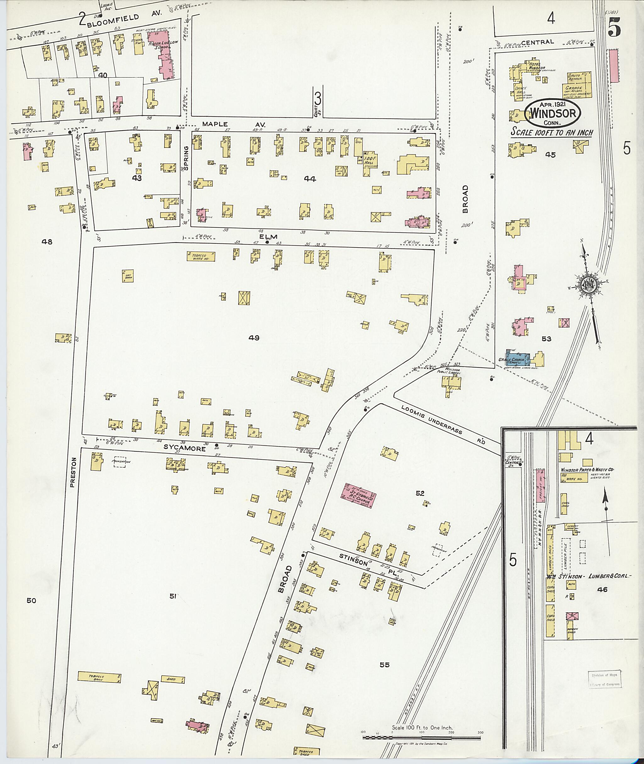 This old map of Windsor, Hartford County, Connecticut was created by Sanborn Map Company in 1921