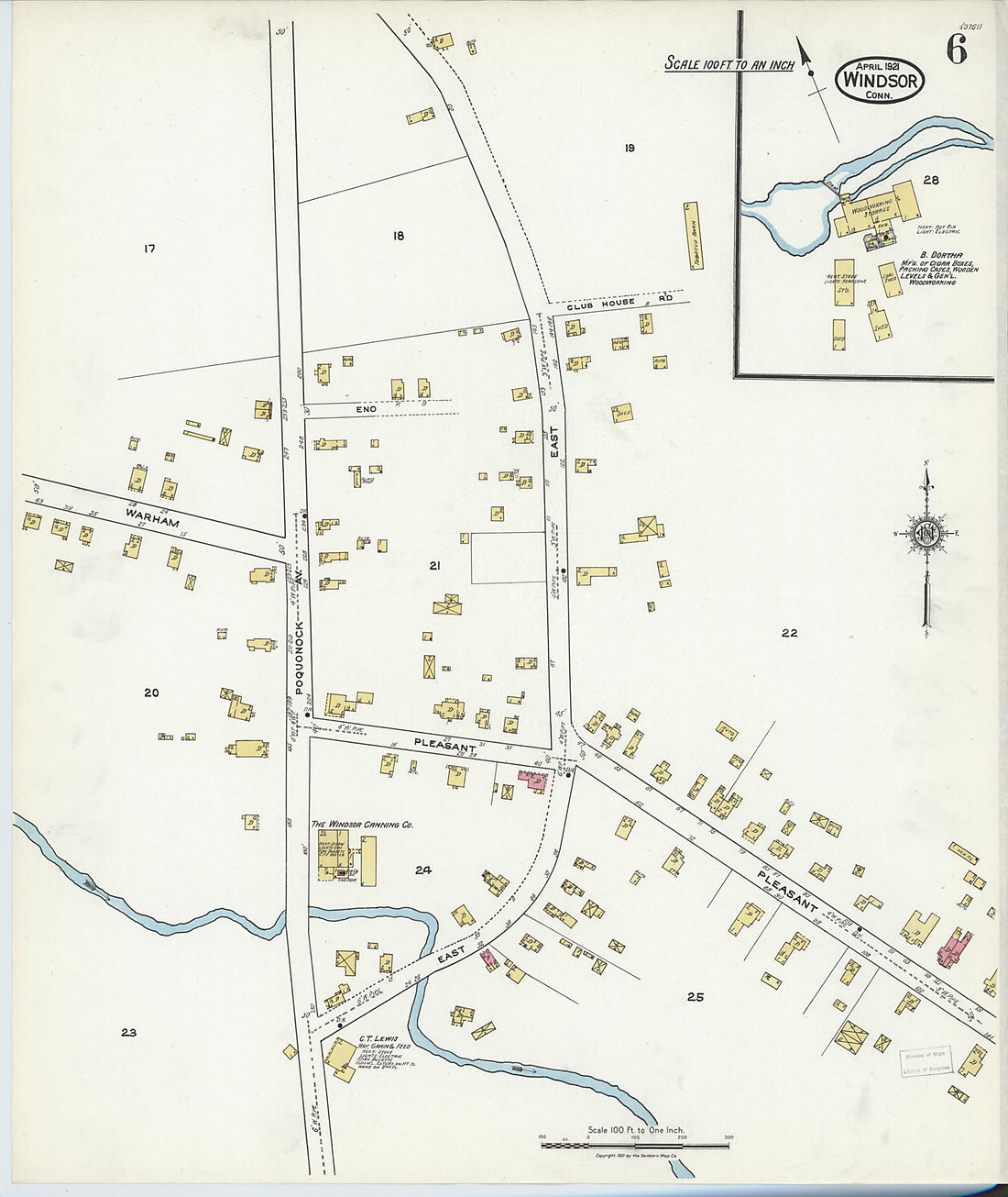 This old map of Windsor, Hartford County, Connecticut was created by Sanborn Map Company in 1921