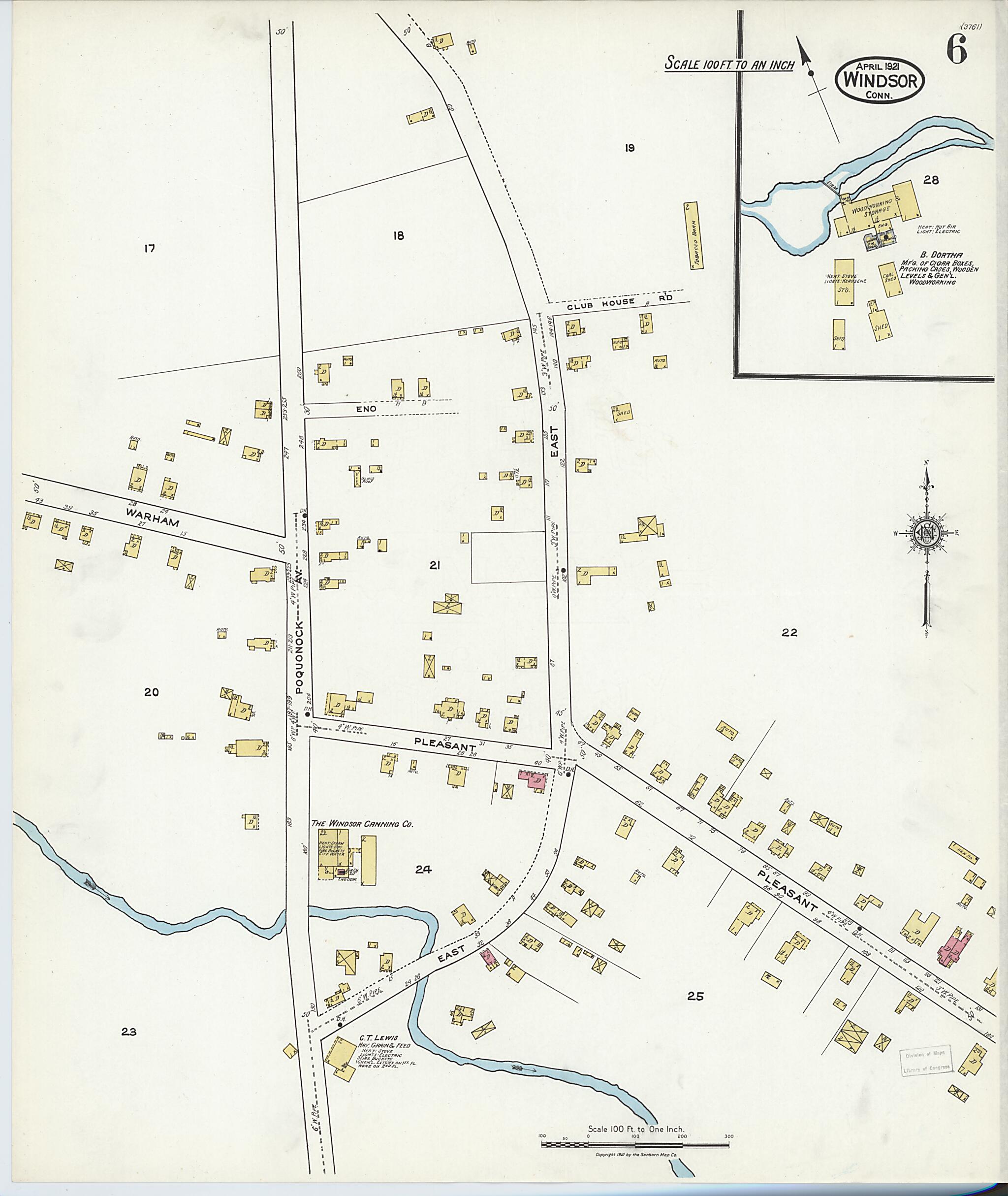 This old map of Windsor, Hartford County, Connecticut was created by Sanborn Map Company in 1921