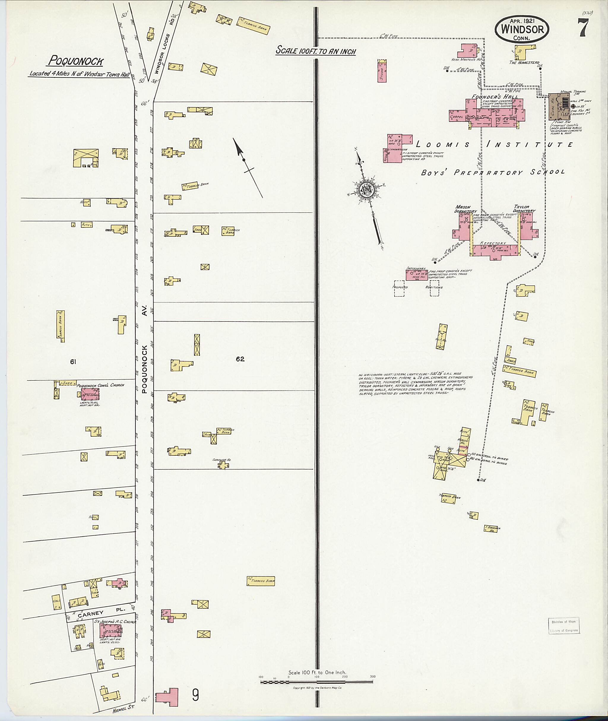 This old map of Windsor, Hartford County, Connecticut was created by Sanborn Map Company in 1921