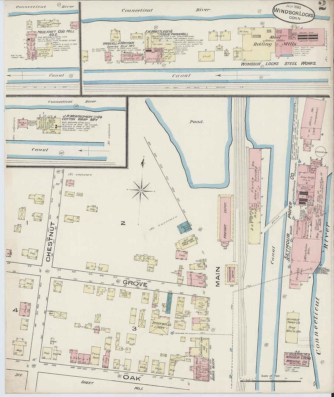 This old map of Windsor Locks, Hartford County, Connecticut was created by Sanborn Map Company in 1885