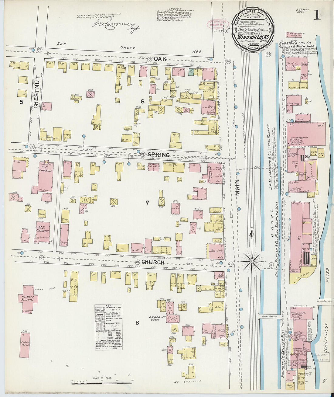 This old map of Windsor Locks, Hartford County, Connecticut was created by Sanborn Map Company in 1892