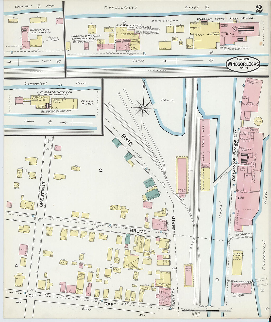 This old map of Windsor Locks, Hartford County, Connecticut was created by Sanborn Map Company in 1892