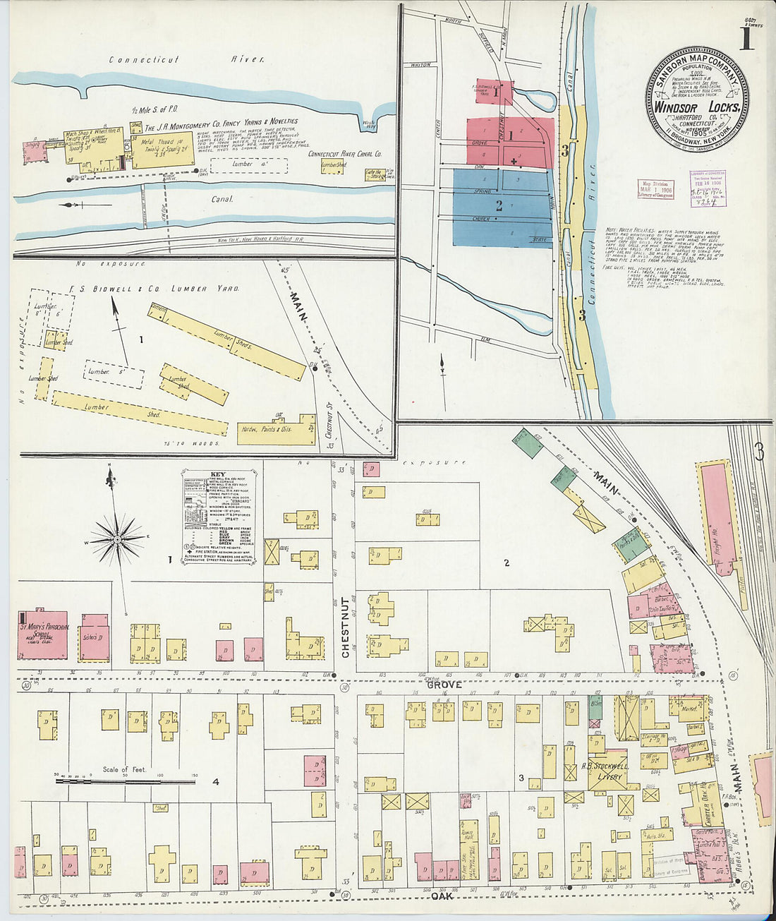 This old map of Windsor Locks, Hartford County, Connecticut was created by Sanborn Map Company in 1905