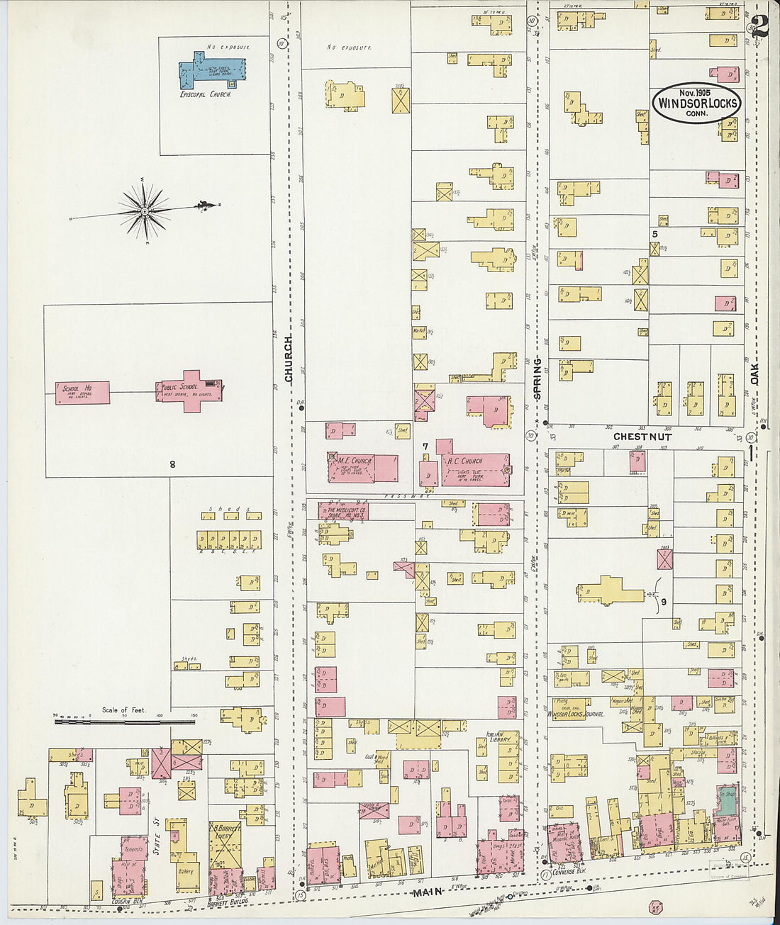 This old map of Windsor Locks, Hartford County, Connecticut was created by Sanborn Map Company in 1905
