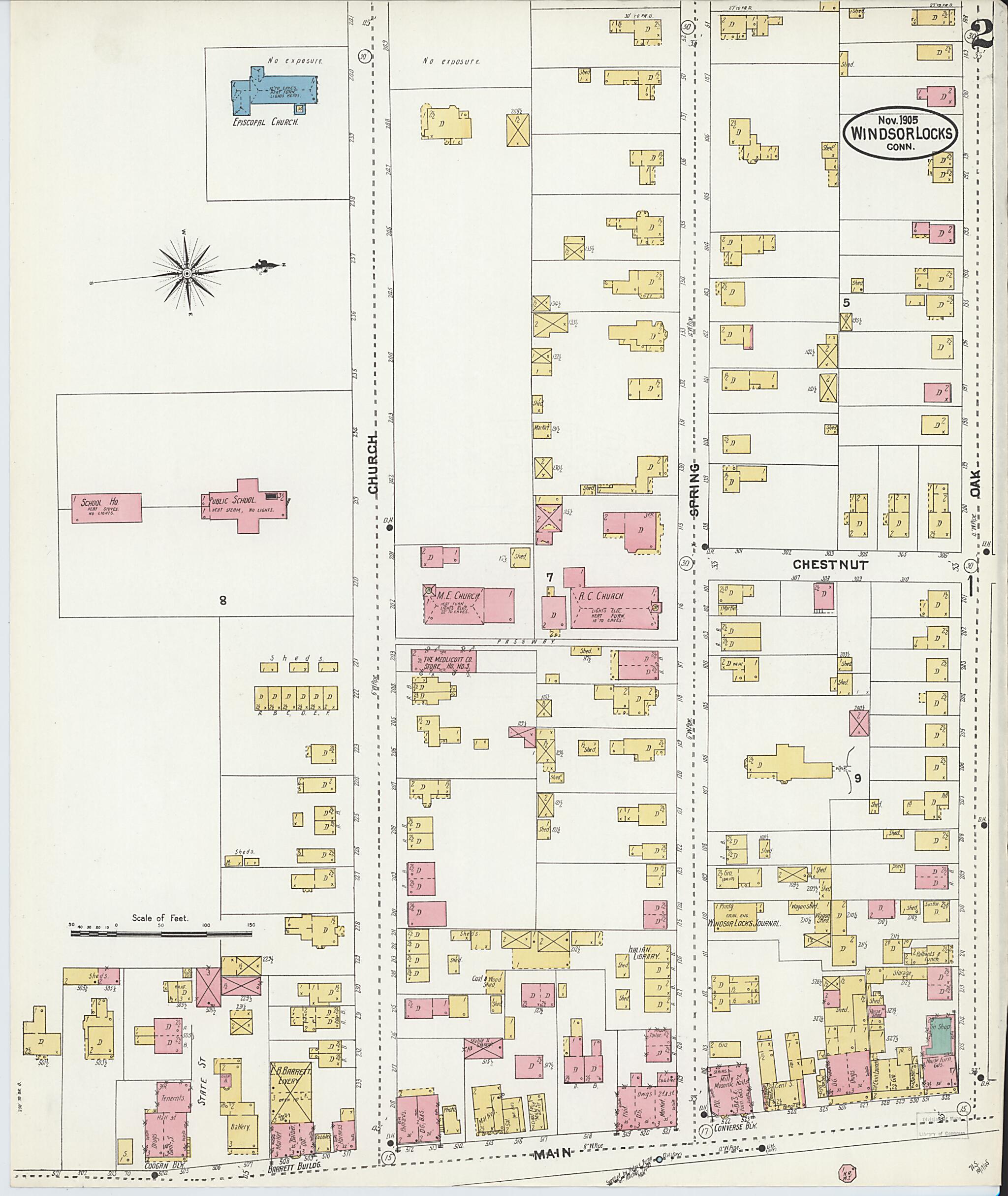 This old map of Windsor Locks, Hartford County, Connecticut was created by Sanborn Map Company in 1905